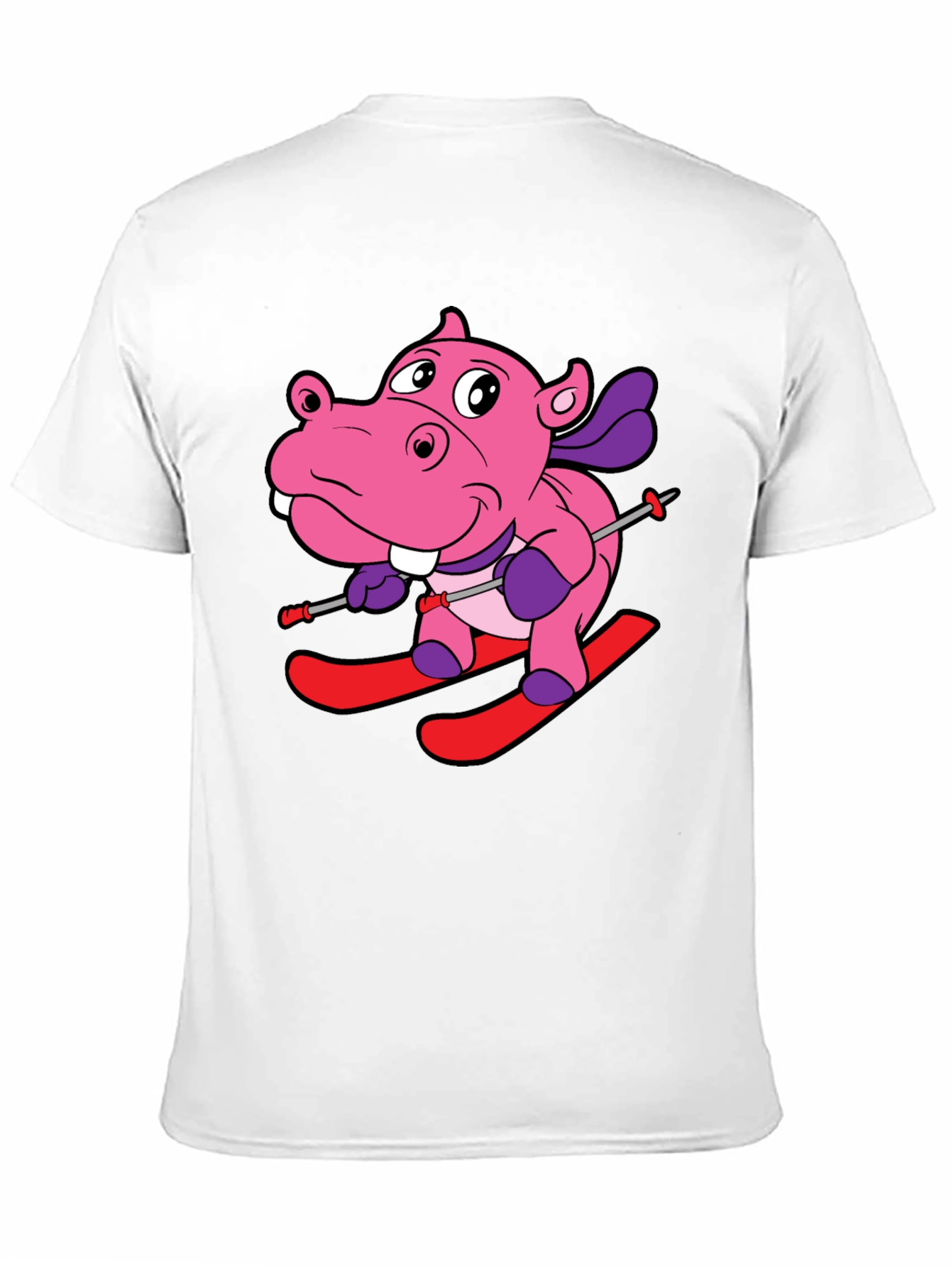 Hippo Skiing Graphic T-Shirt