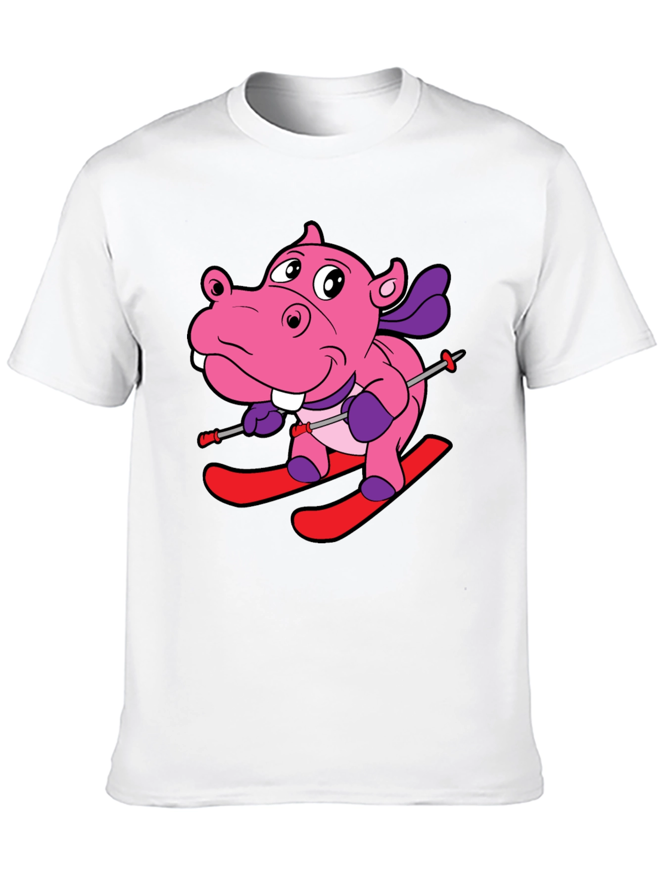 Hippo Skiing Graphic T-Shirt