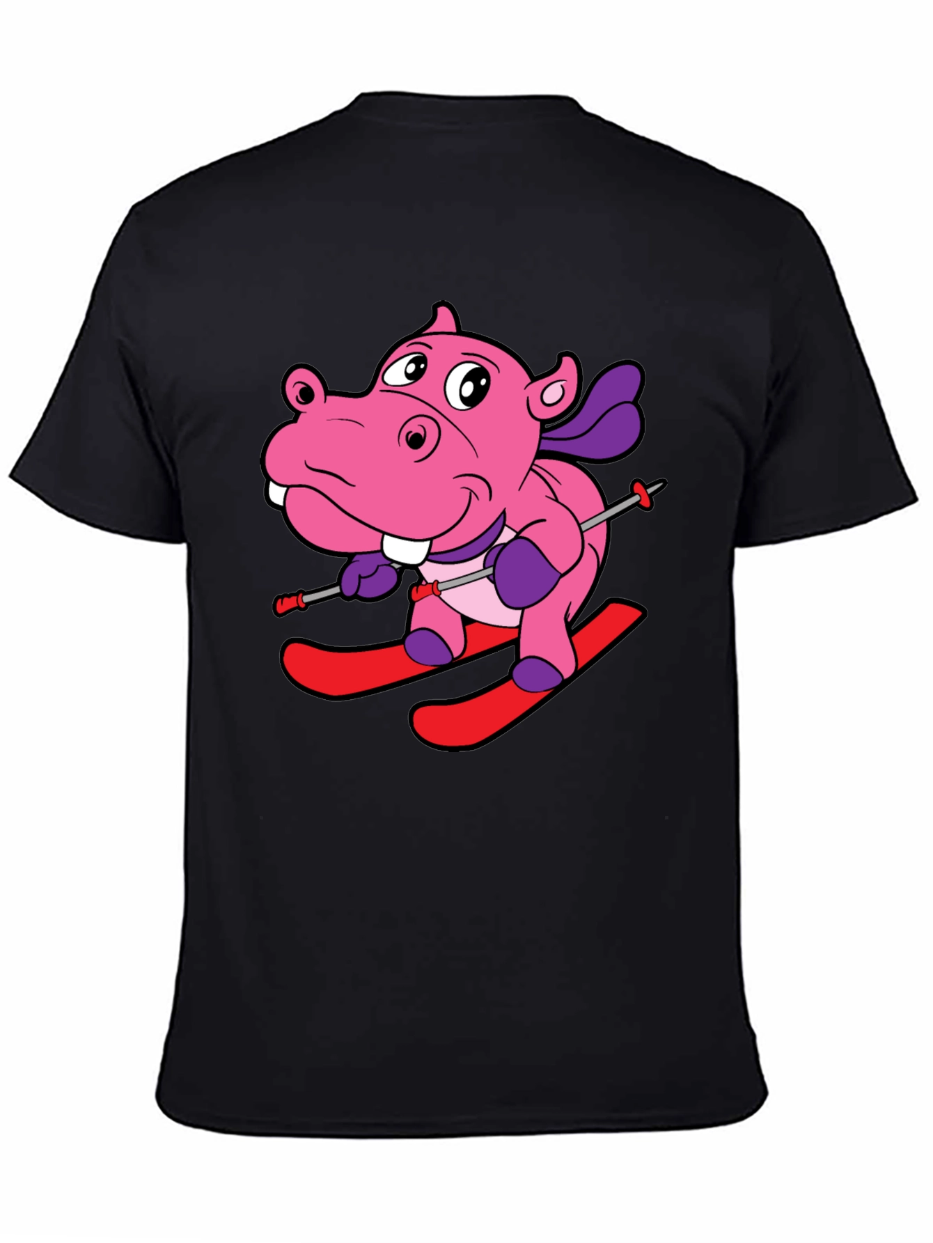 Hippo Skiing Graphic T-Shirt