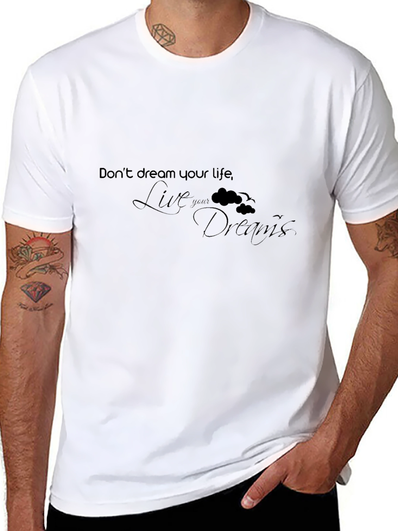 Live Your Dreams Graphic Tee - Inspiring Black T-Shirt