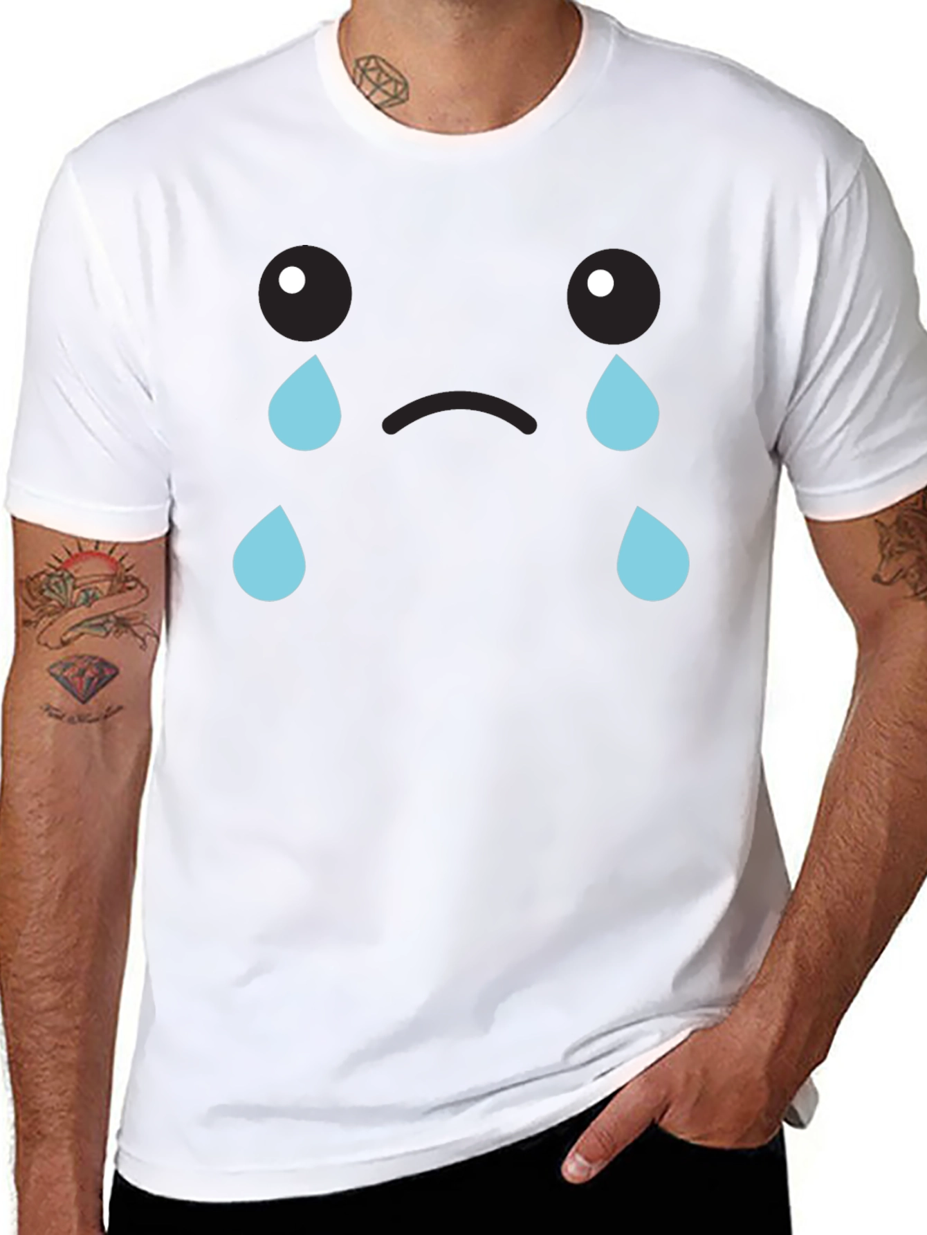 Sad Emoji Graphic T-Shirt - Unisex Black Tee