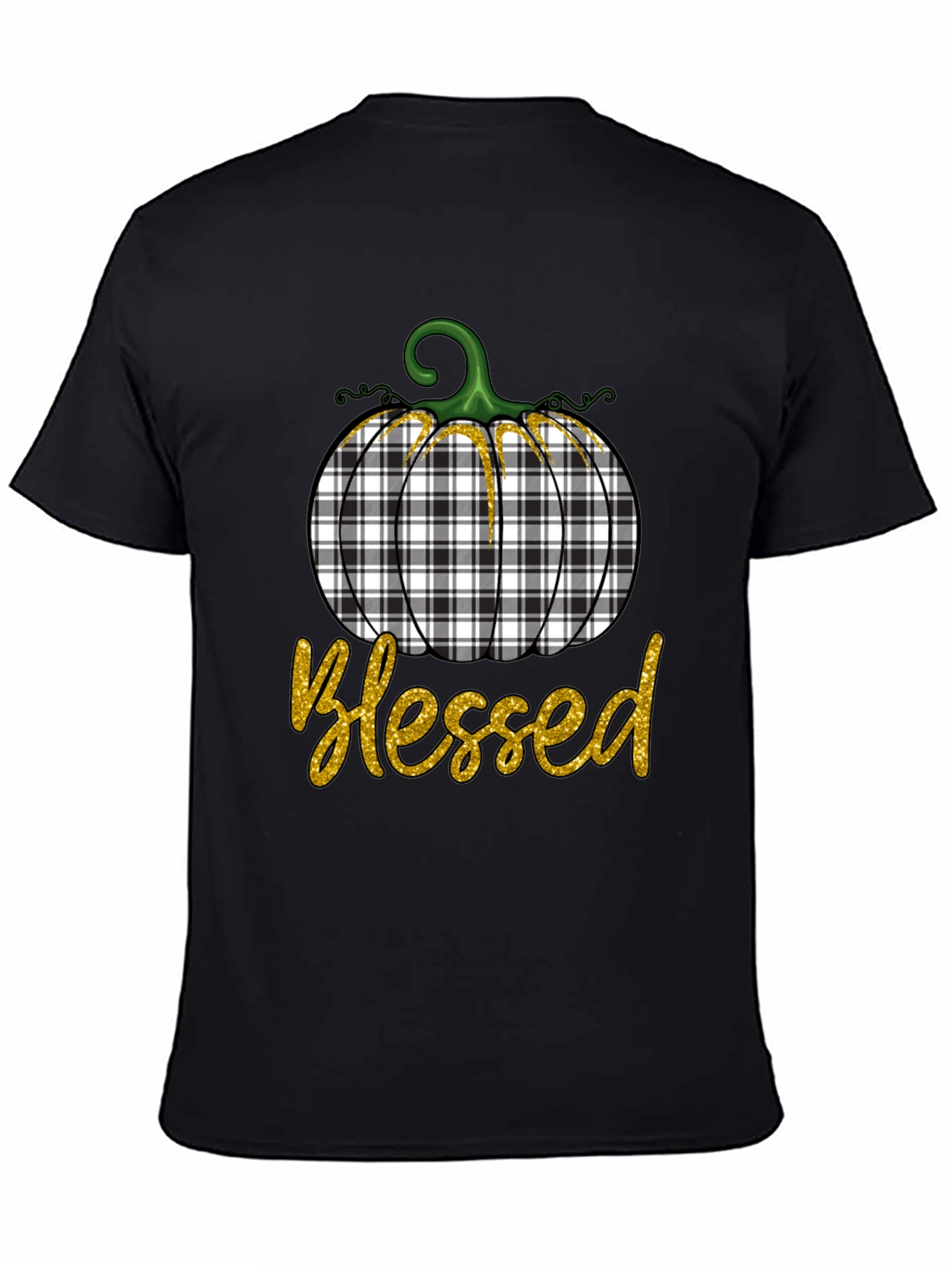 Blessed Plaid Pumpkin Graphic Tee - Fall Apparel