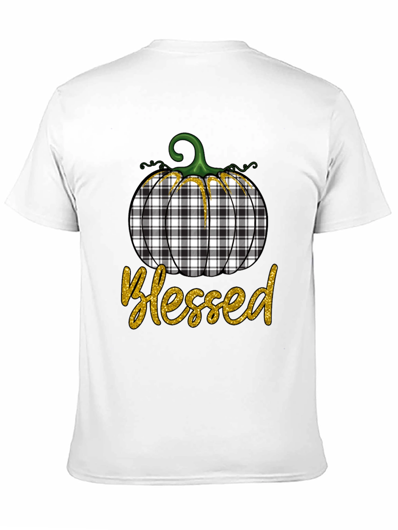 Blessed Plaid Pumpkin Graphic Tee - Fall Apparel