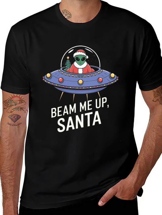 Beam Me Up Santa Alien UFO Christmas T-Shirt