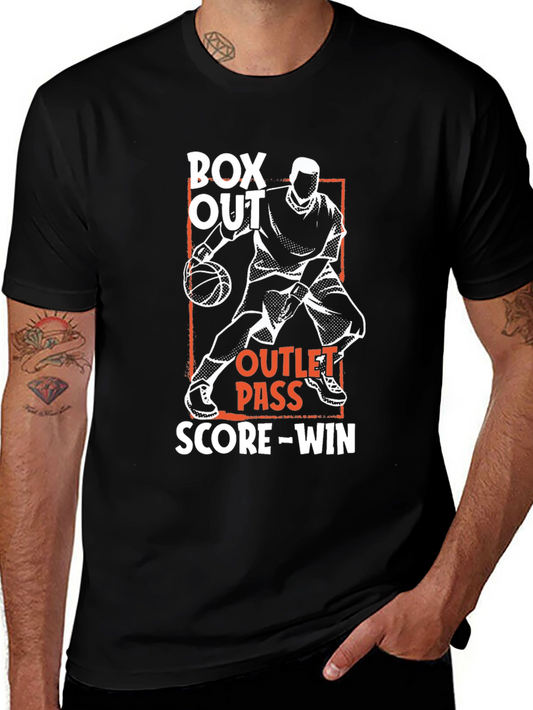 Basketball Graphic Tee: Box Out Outlet Pass Score-Win