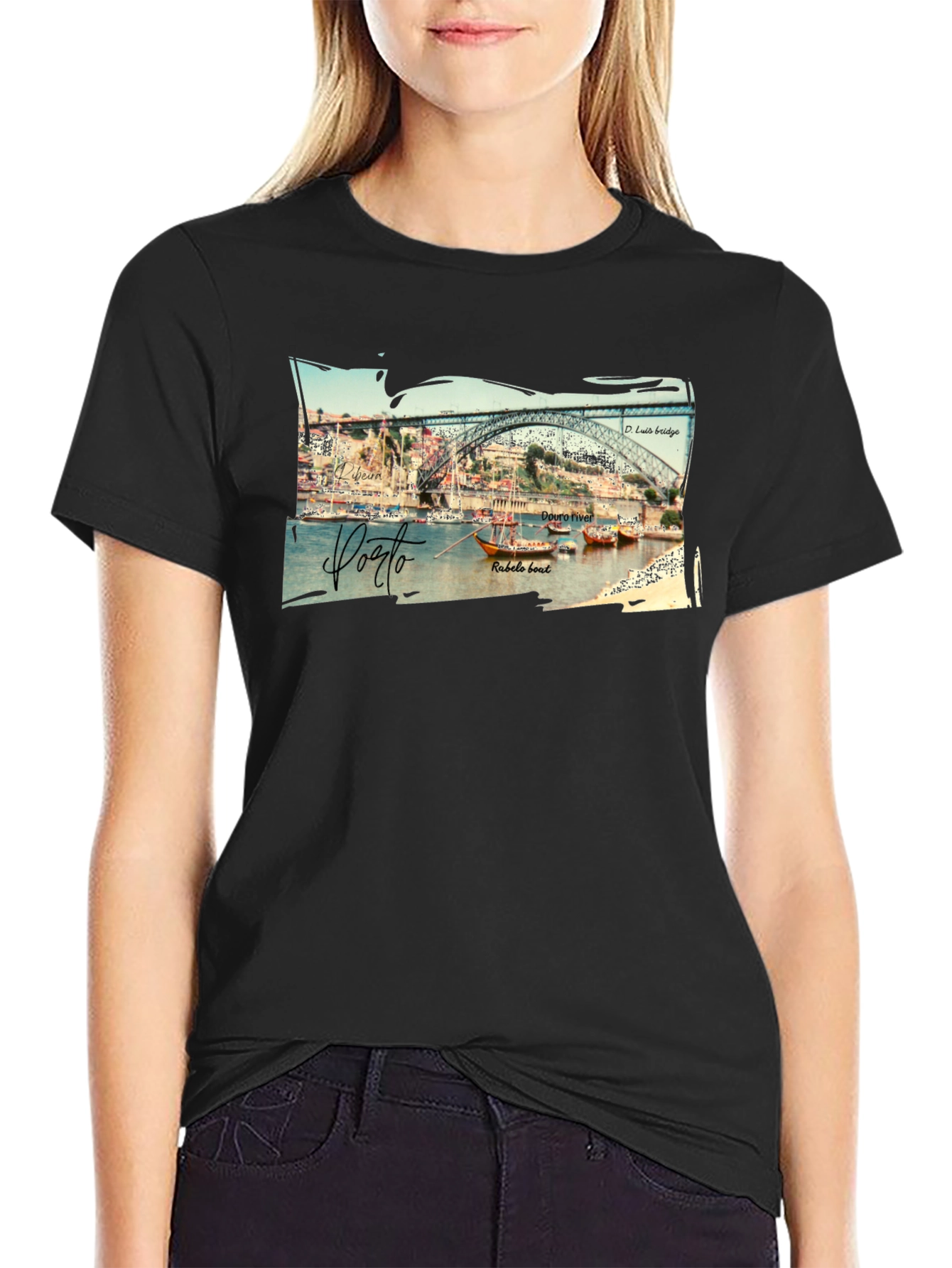Porto Portugal Graphic Tee - Black