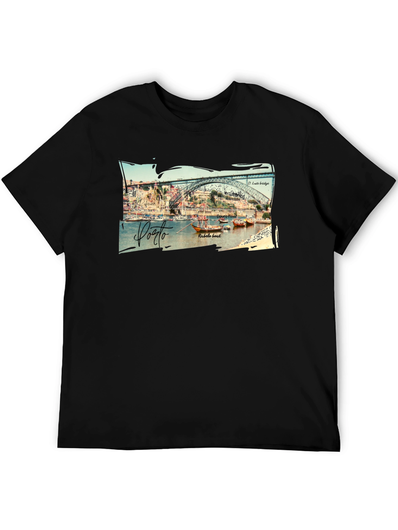 Porto Portugal Graphic Tee - Black