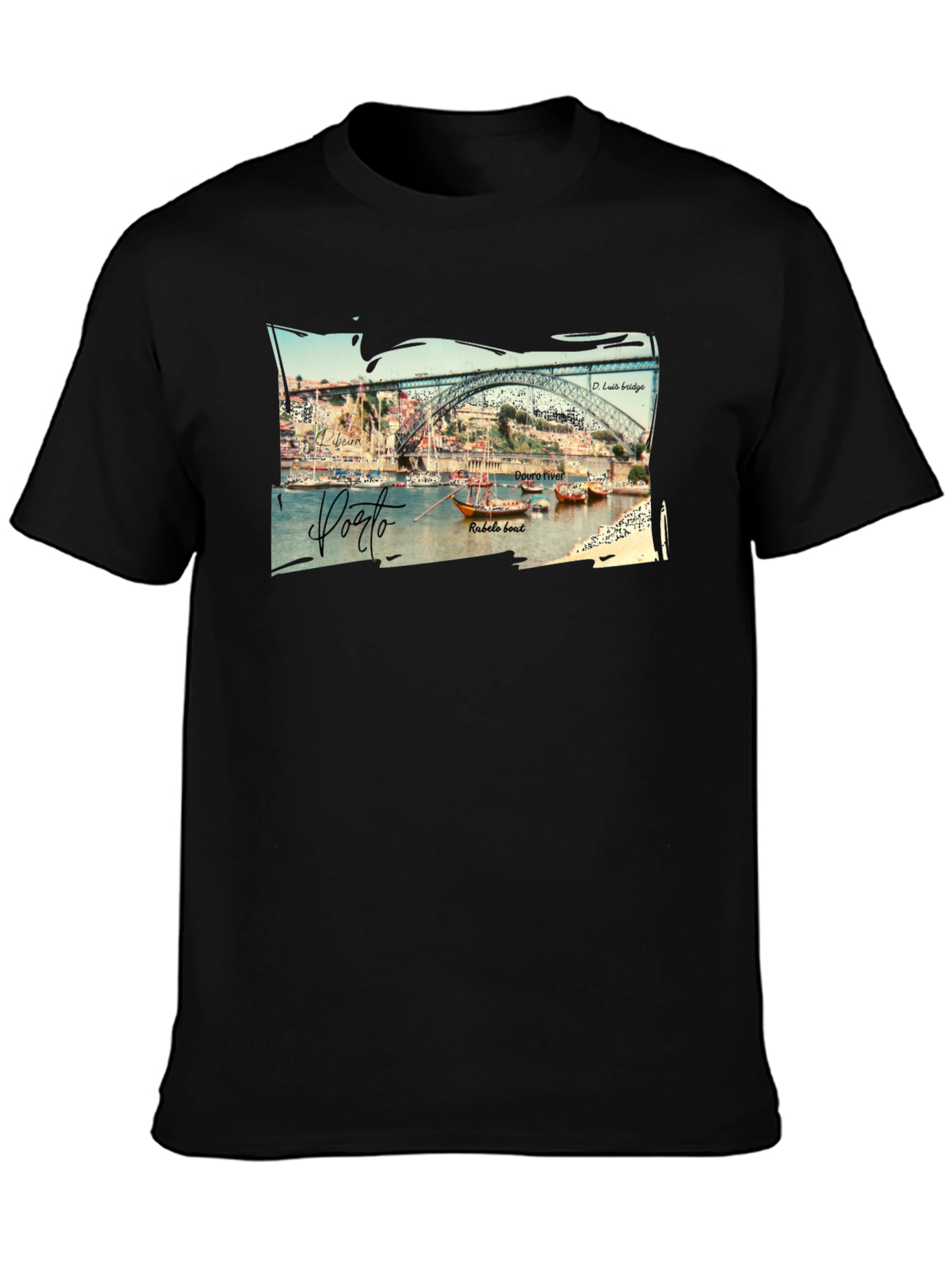 Porto Portugal Graphic Tee - Black