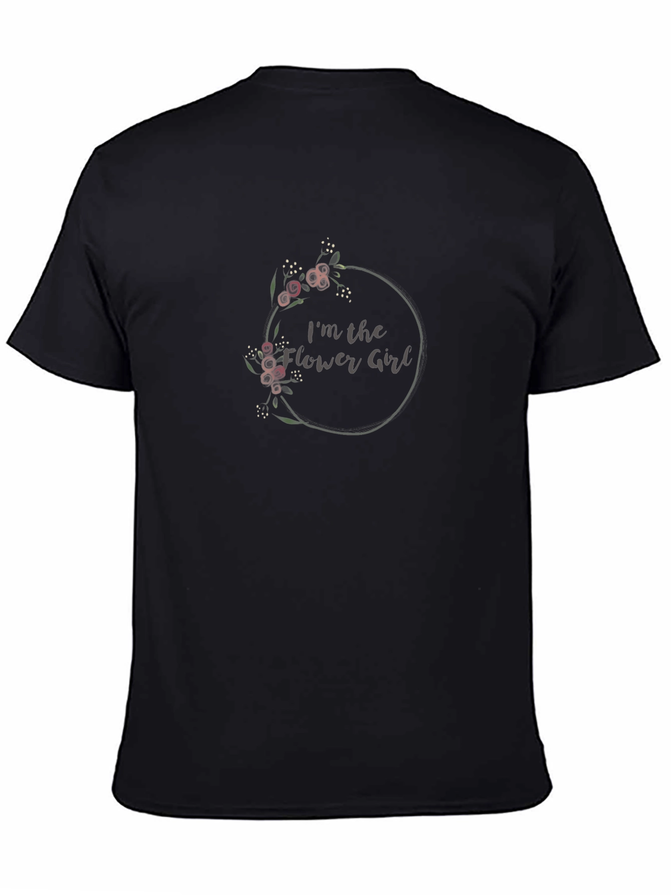 Flower Girl Black T-Shirt with Floral Design