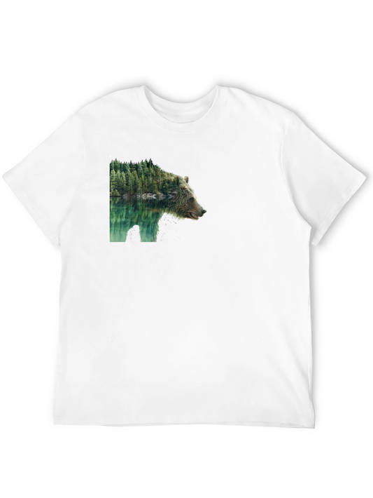 Bear & Forest Graphic Tee - Nature Inspired Print