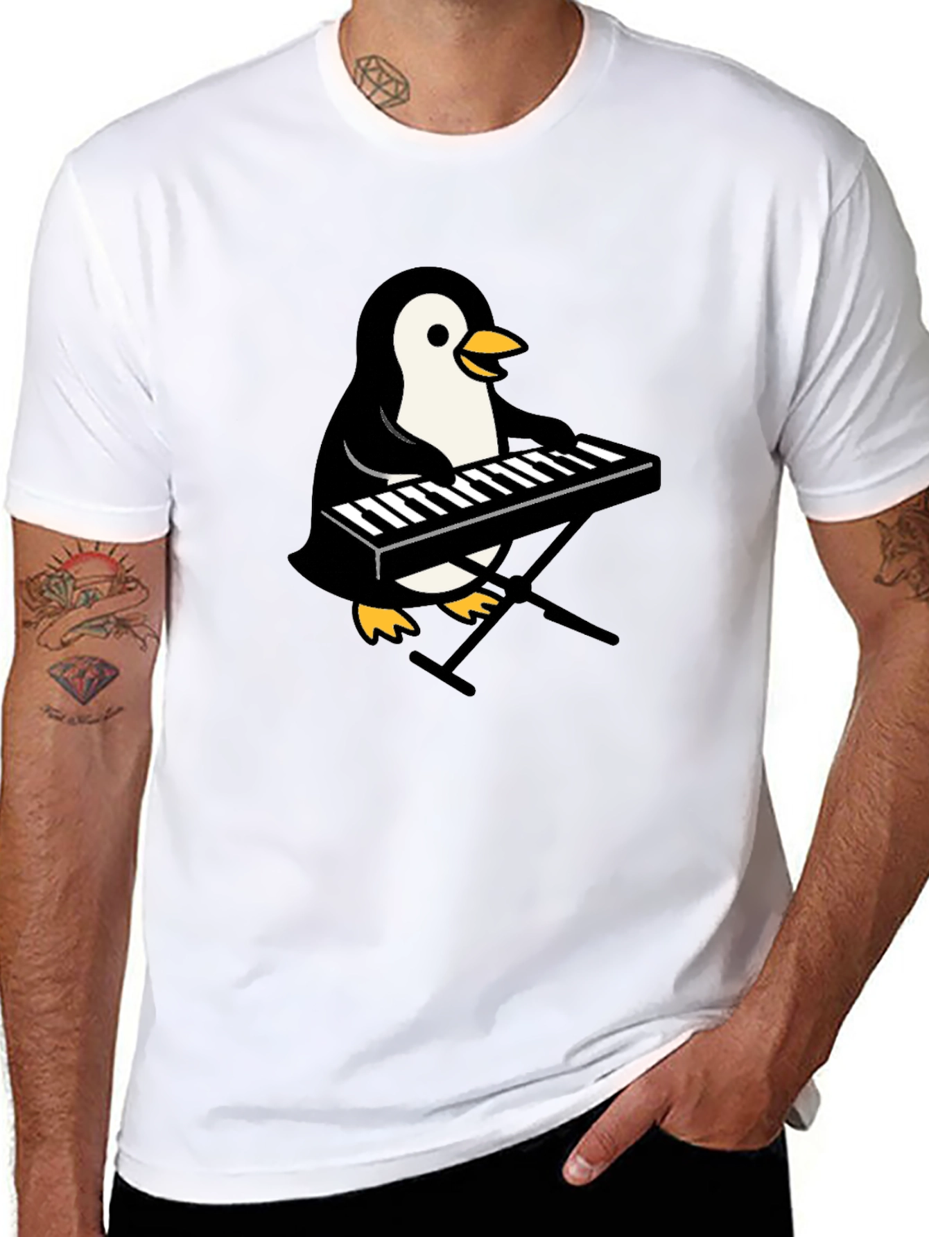 Penguin Musician T-Shirt - Cool Graphic Tee