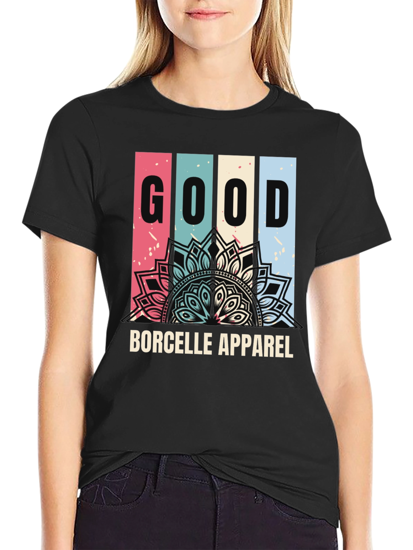 Good Mandala Graphic Print Black T-Shirt
