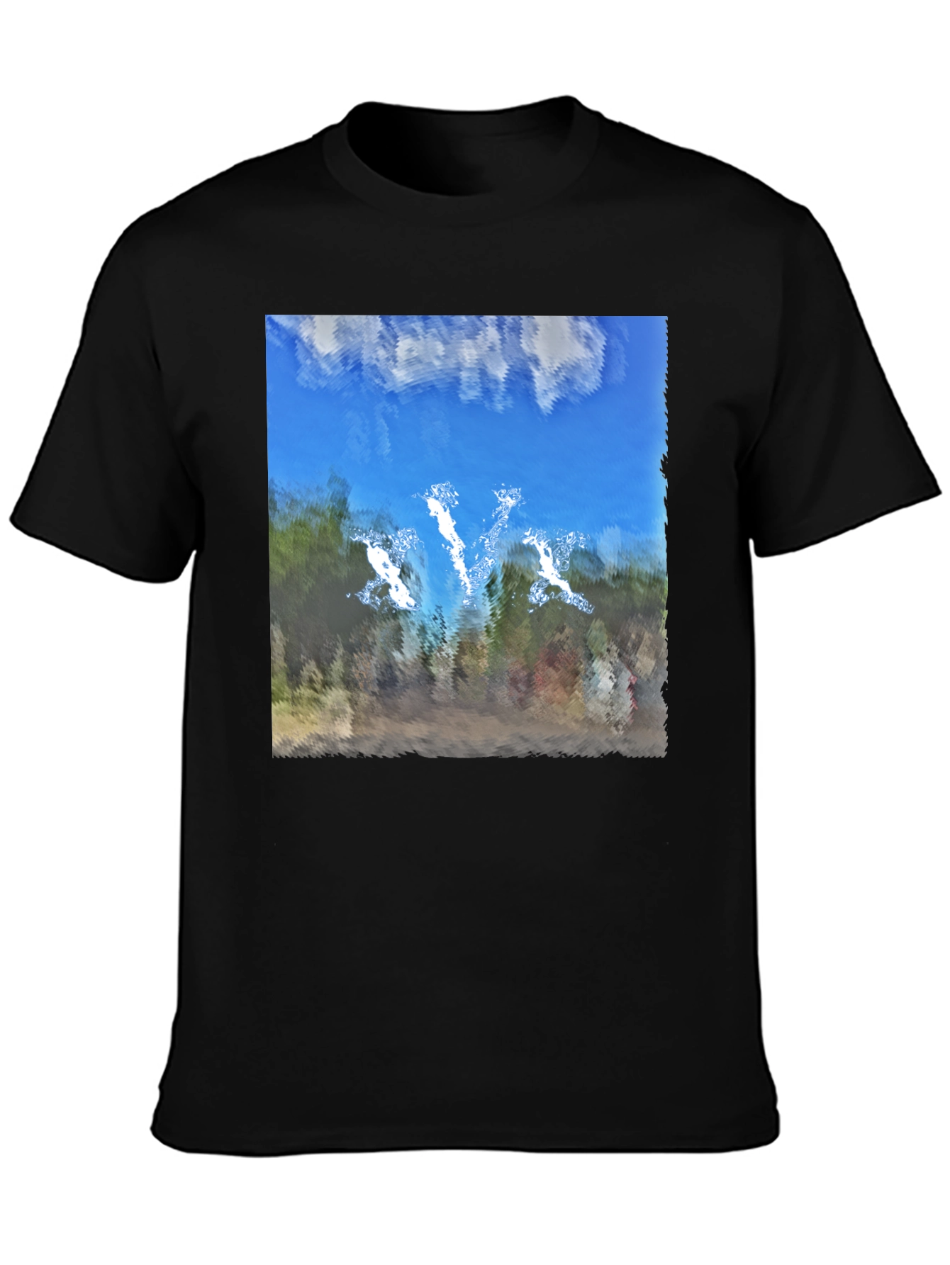 Abstract Sky Graphic Black T-Shirt