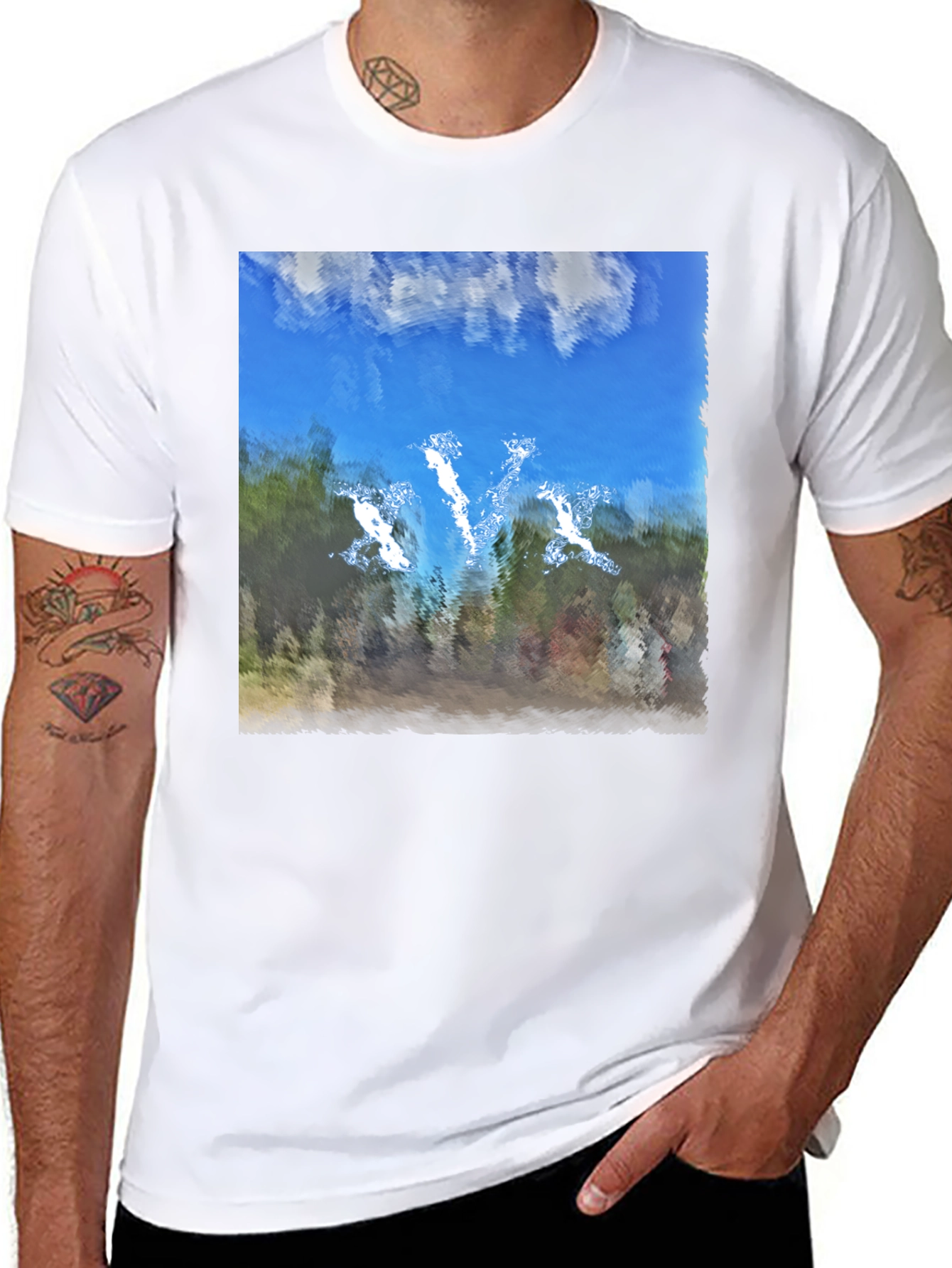 Abstract Sky Graphic Black T-Shirt