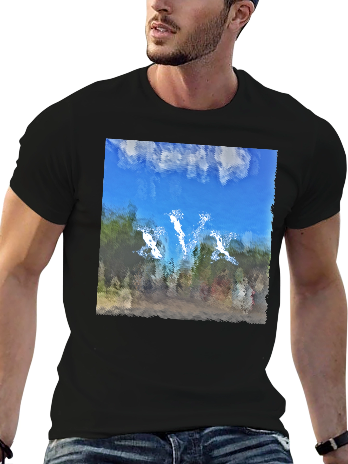 Abstract Sky Graphic Black T-Shirt