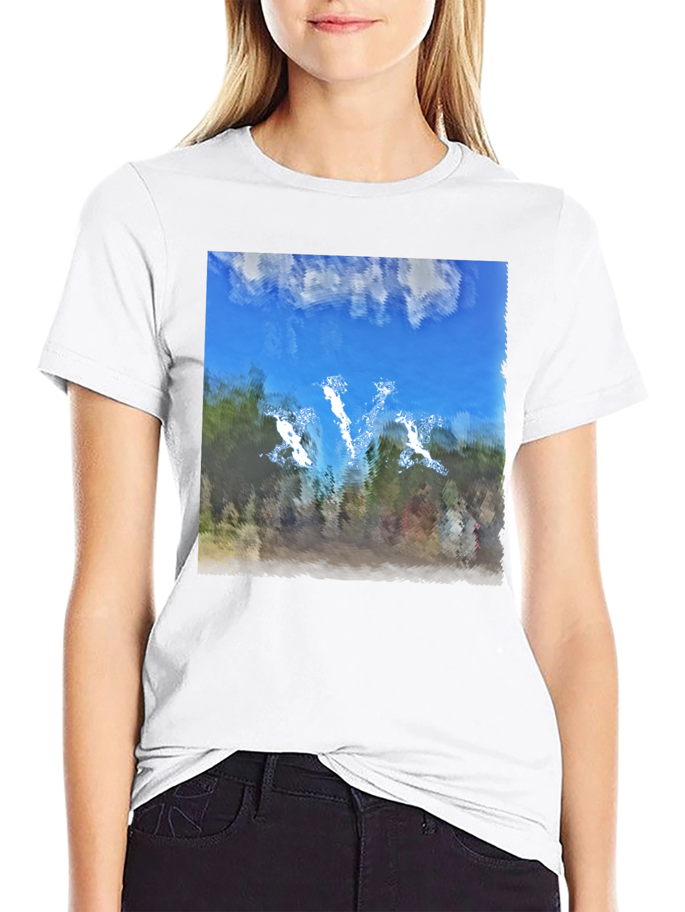 Abstract Sky Graphic Black T-Shirt