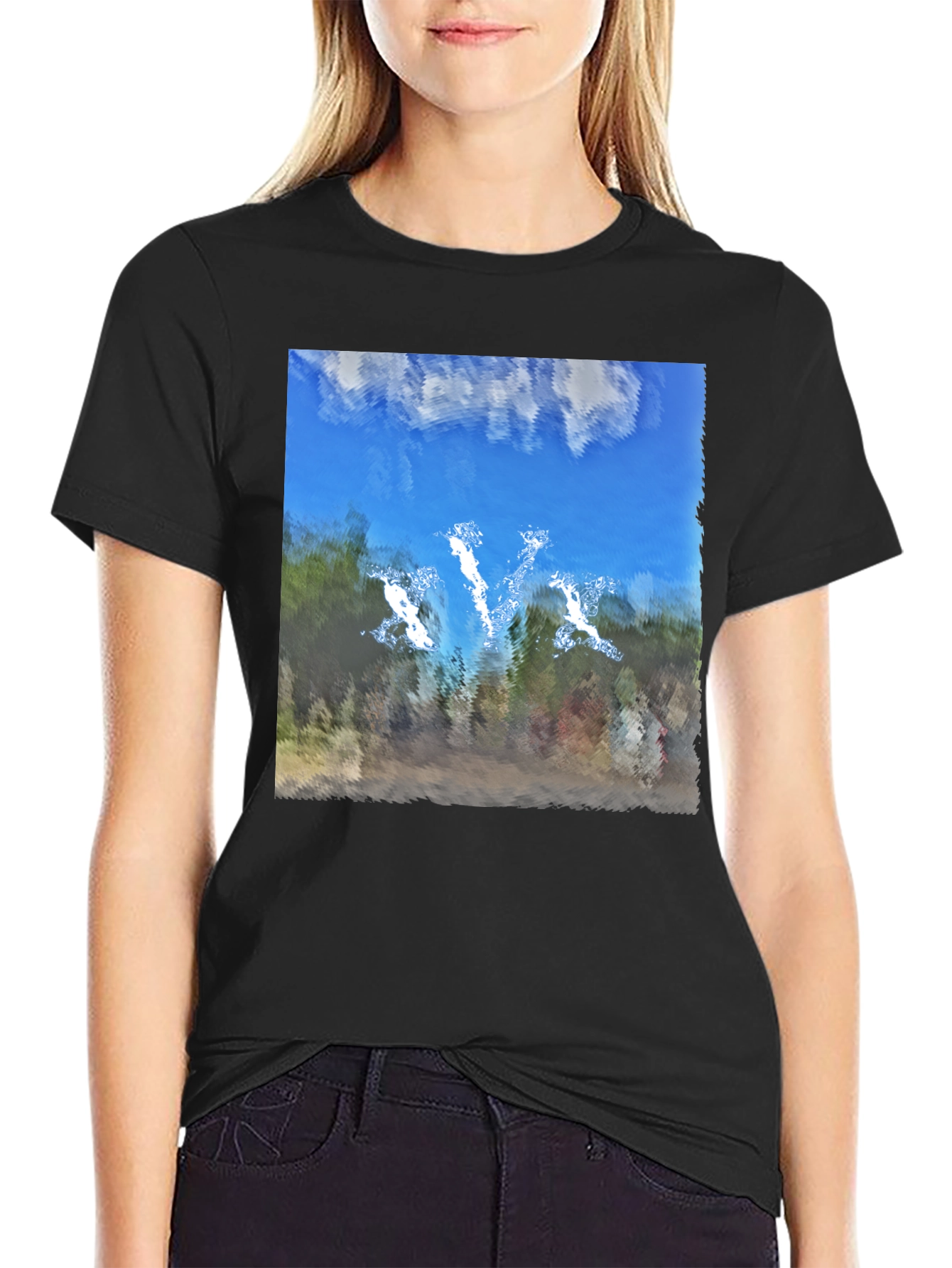 Abstract Sky Graphic Black T-Shirt