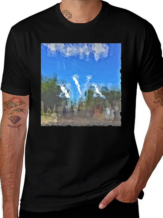 Abstract Sky Graphic Black T-Shirt