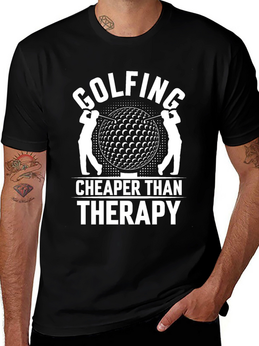 Golfing Cheaper Than Therapy Black Graphic Tee