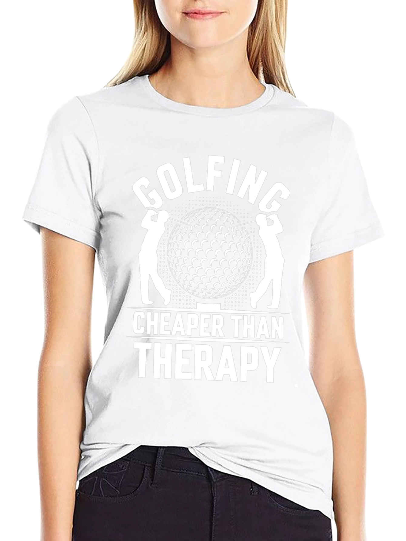 Golfing Cheaper Than Therapy Black Graphic Tee