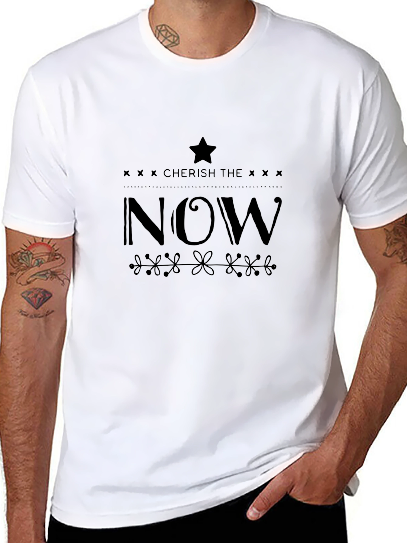 Cherish the Now Black Graphic Tee