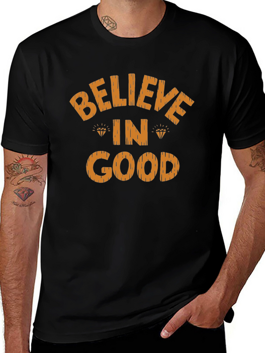 Believe In Good Graphic Tee - Black Cotton Casual Shirt