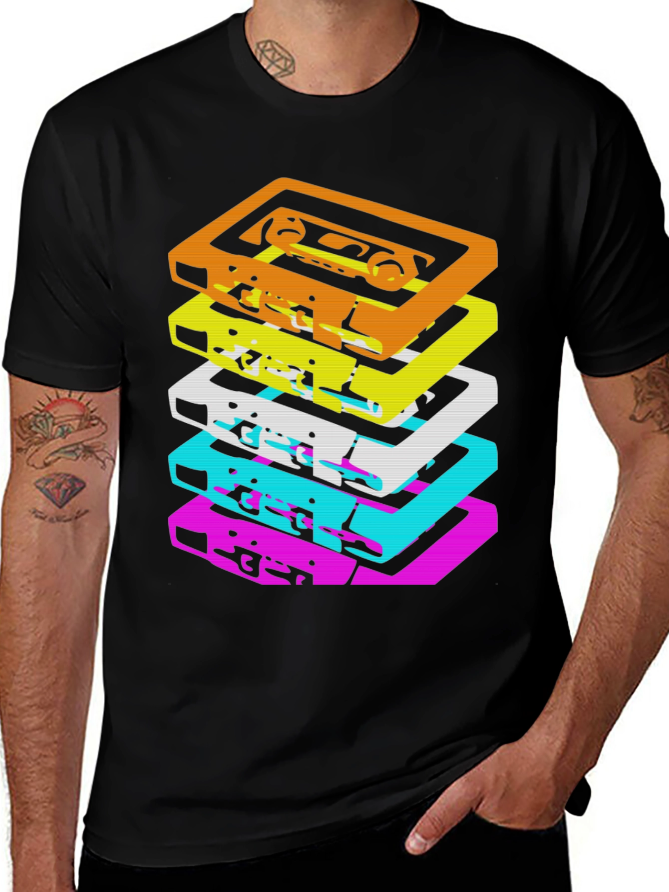 Retro Cassette Stack Graphic Tee