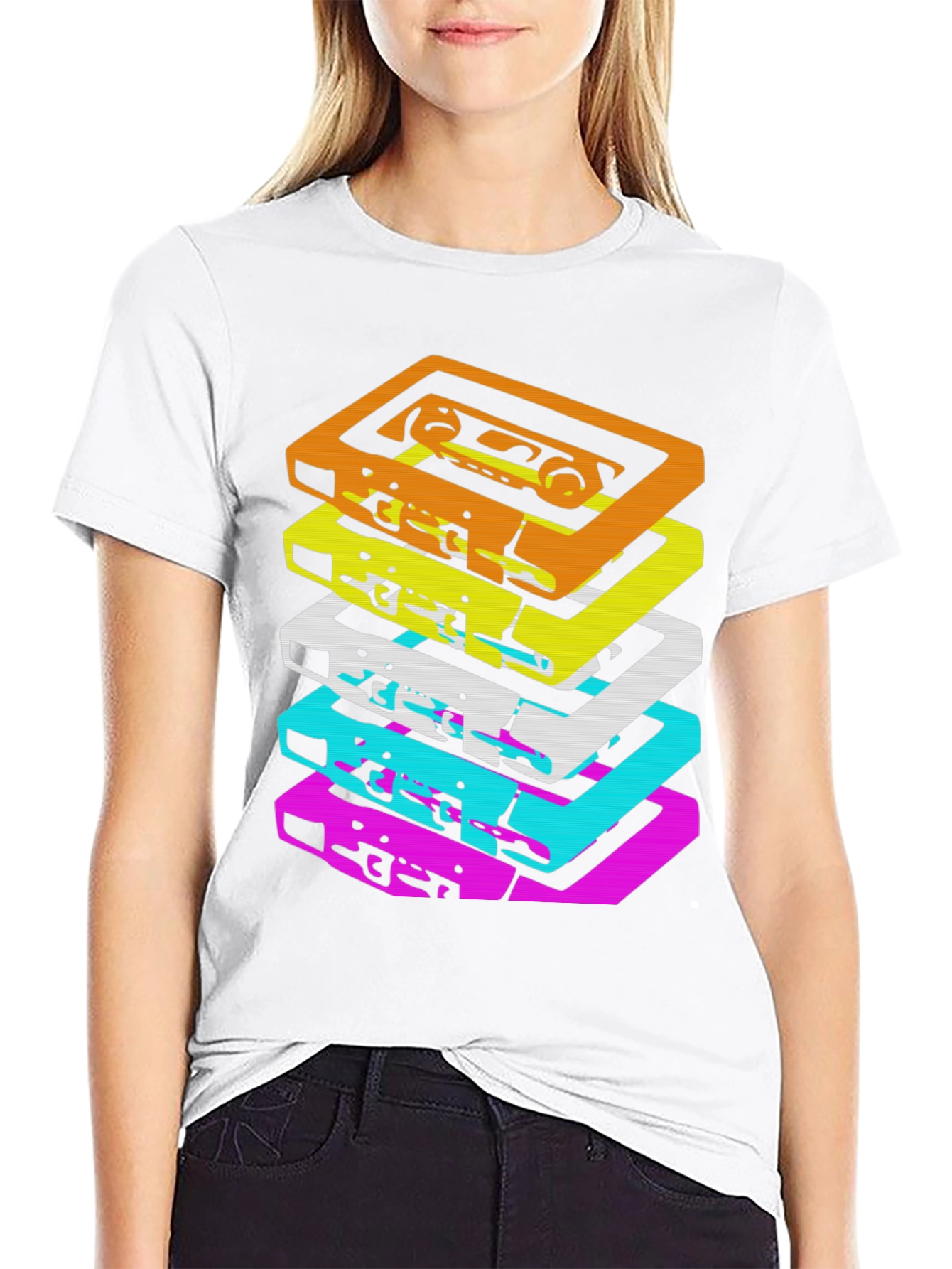 Retro Cassette Stack Graphic Tee