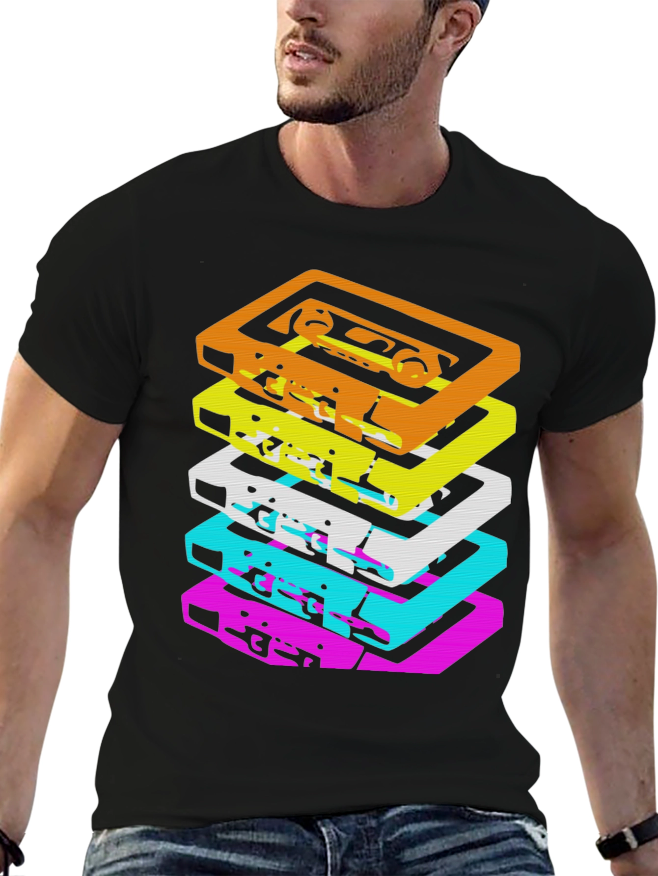 Retro Cassette Stack Graphic Tee