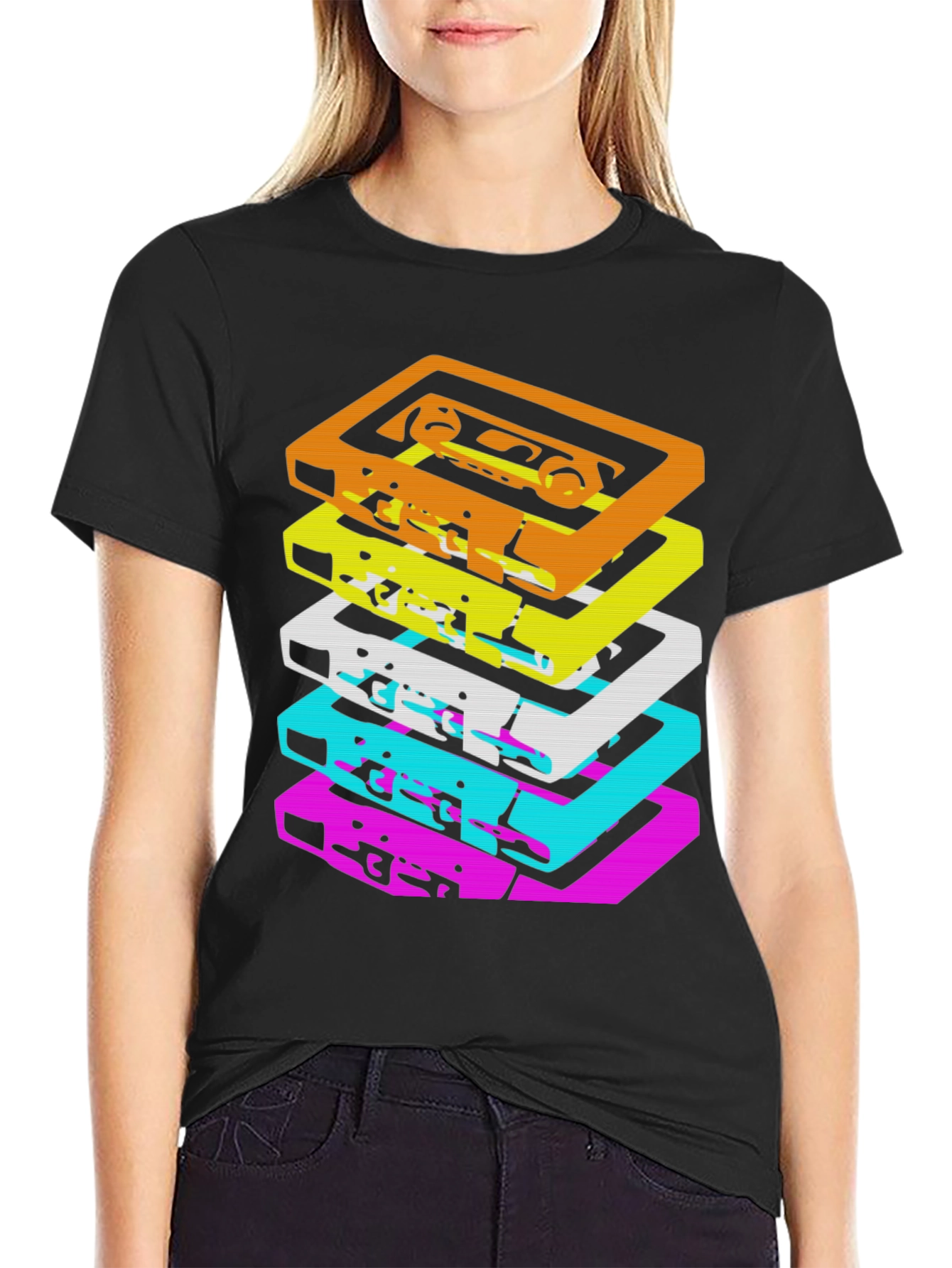 Retro Cassette Stack Graphic Tee