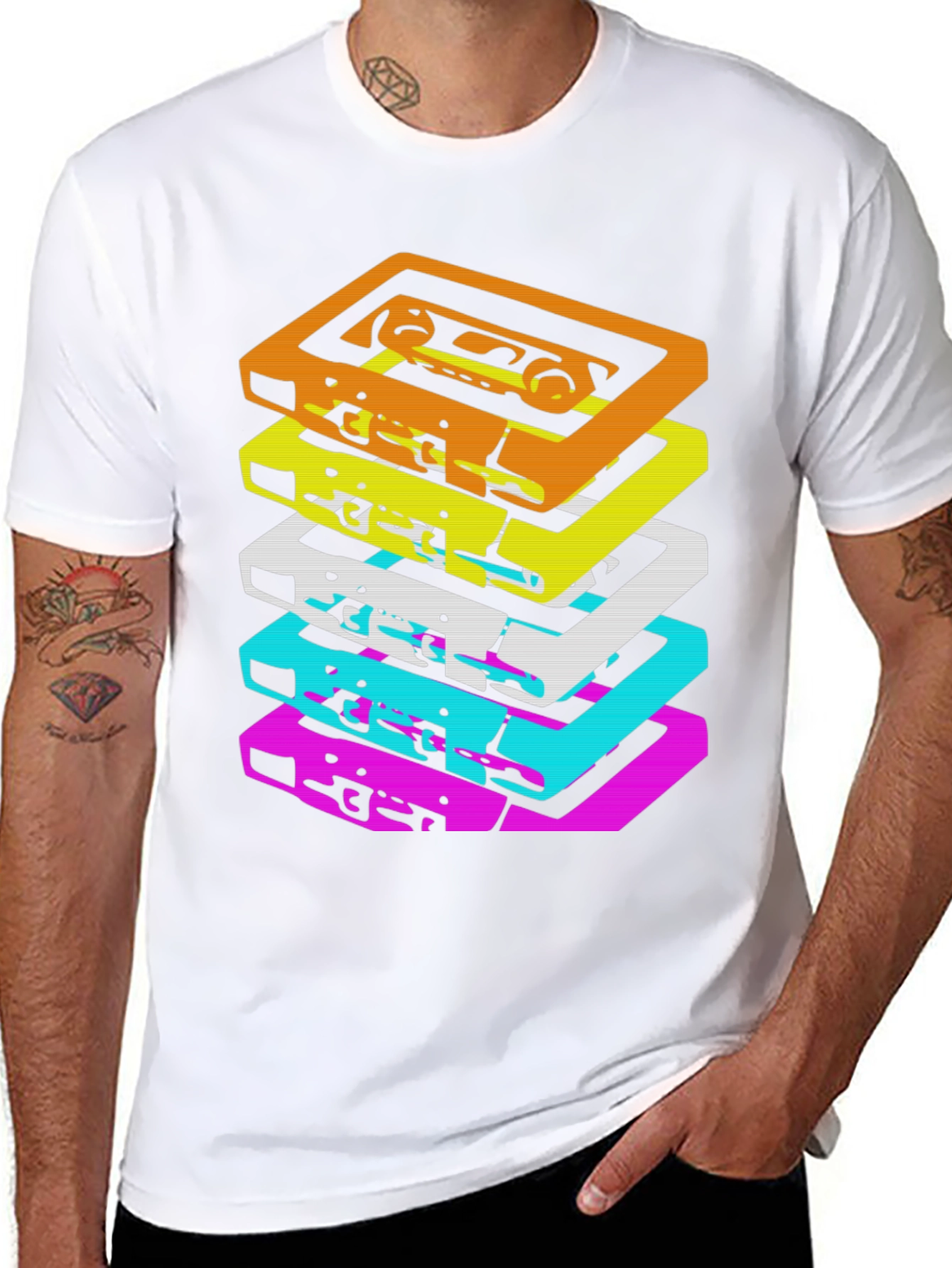 Retro Cassette Stack Graphic Tee