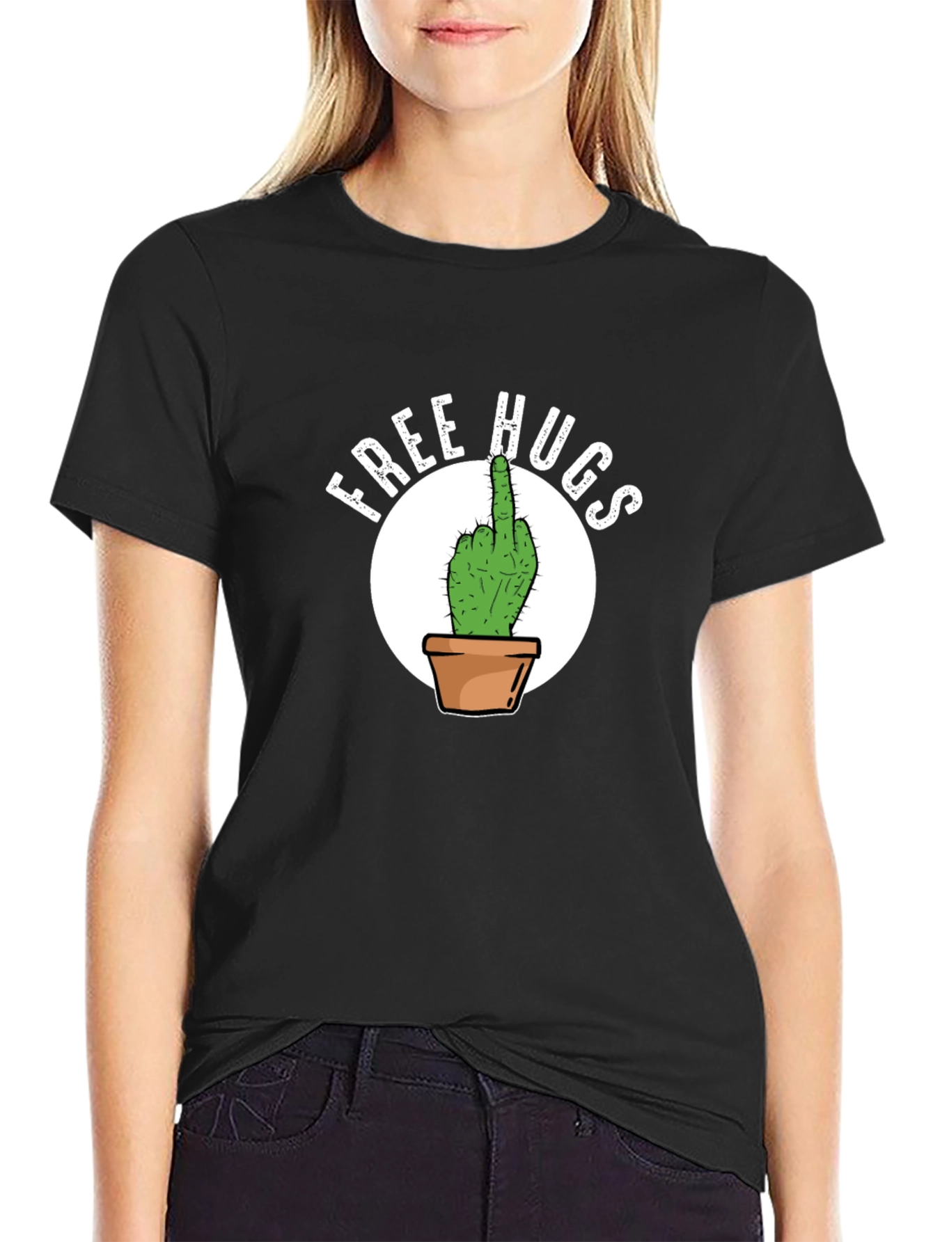 Free Hugs Cactus Graphic T-Shirt