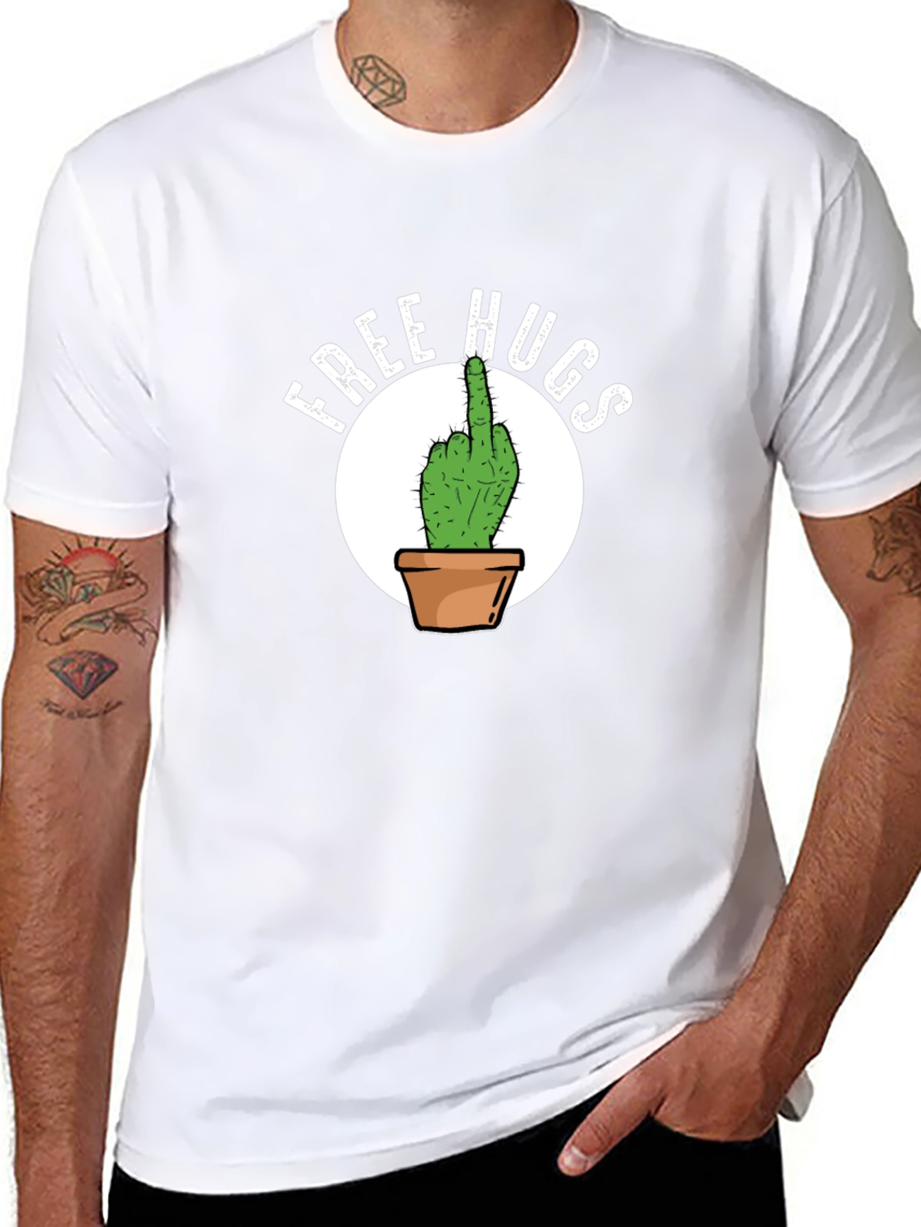 Free Hugs Cactus Graphic T-Shirt