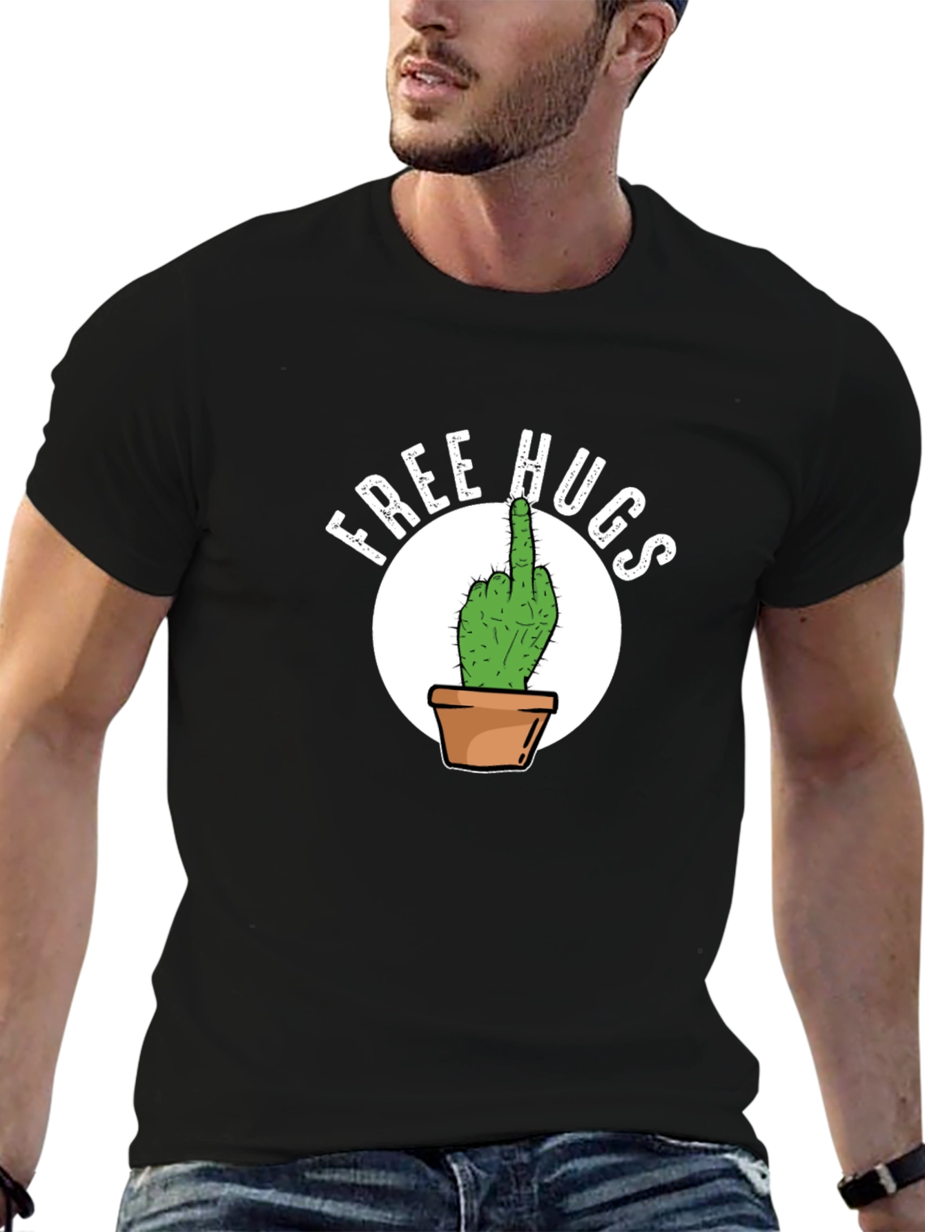 Free Hugs Cactus Graphic T-Shirt