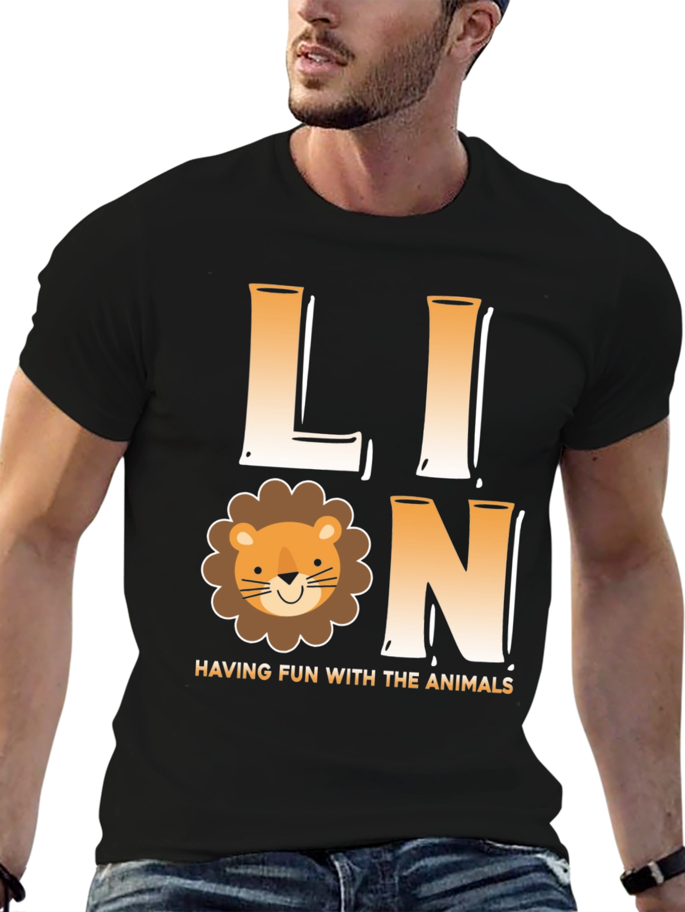 Lion Cartoon T-Shirt - Fun with Animals Graphic Tee