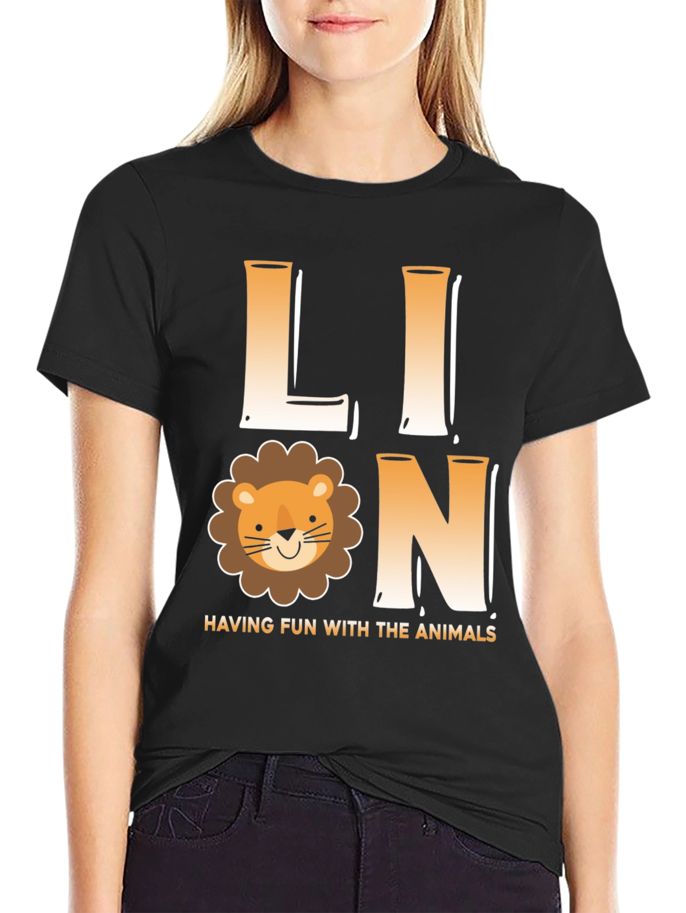 Lion Cartoon T-Shirt - Fun with Animals Graphic Tee