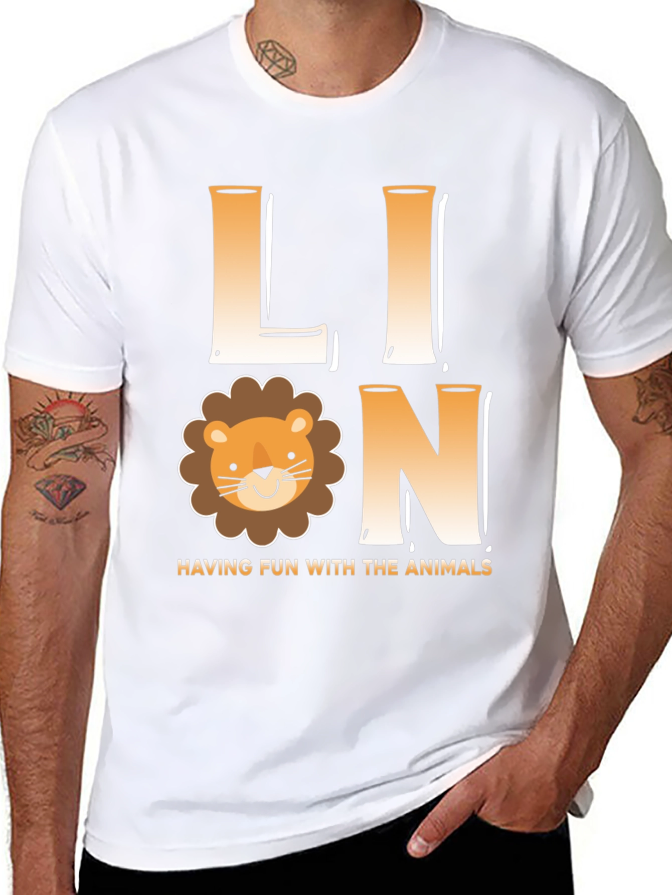 Lion Cartoon T-Shirt - Fun with Animals Graphic Tee