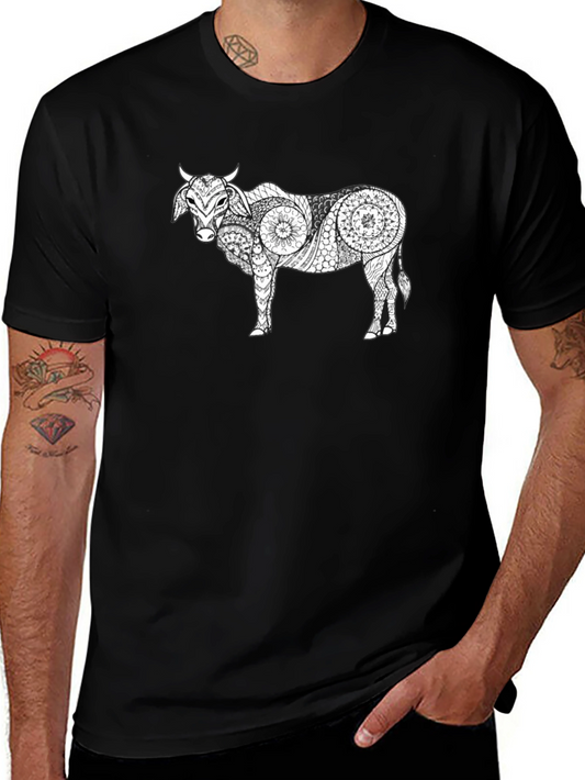 Black Cow Mandala Graphic Tee - Unique & Stylish