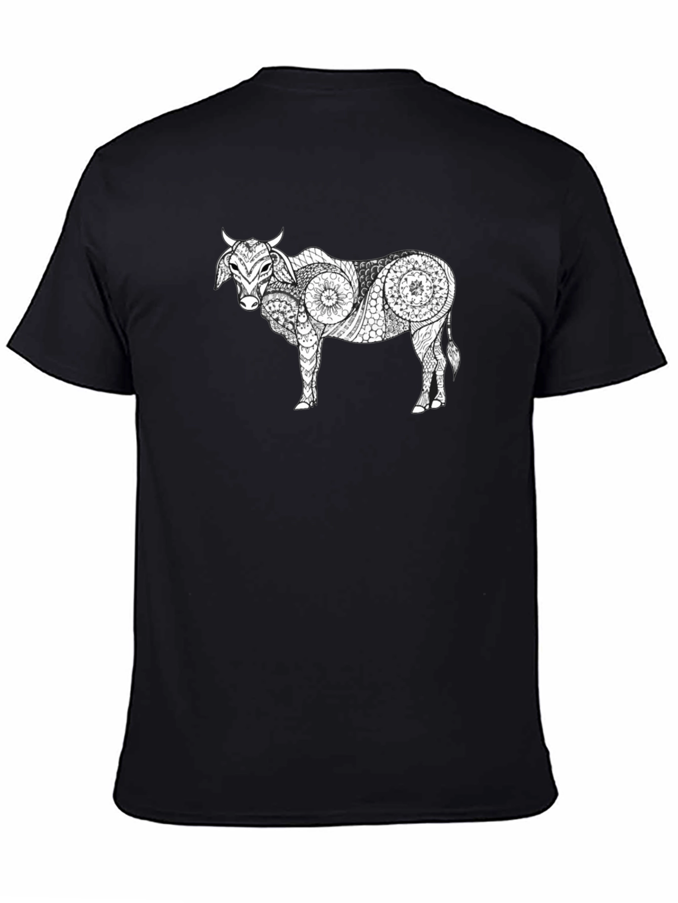 Black Cow Mandala Graphic Tee - Unique & Stylish