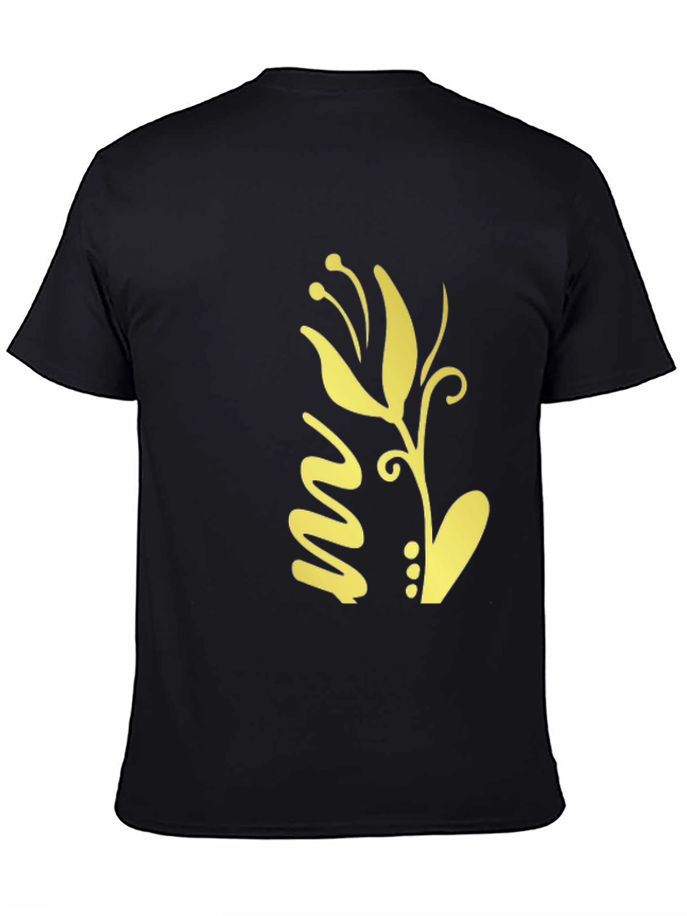 Black T-Shirt with Gold Floral Design