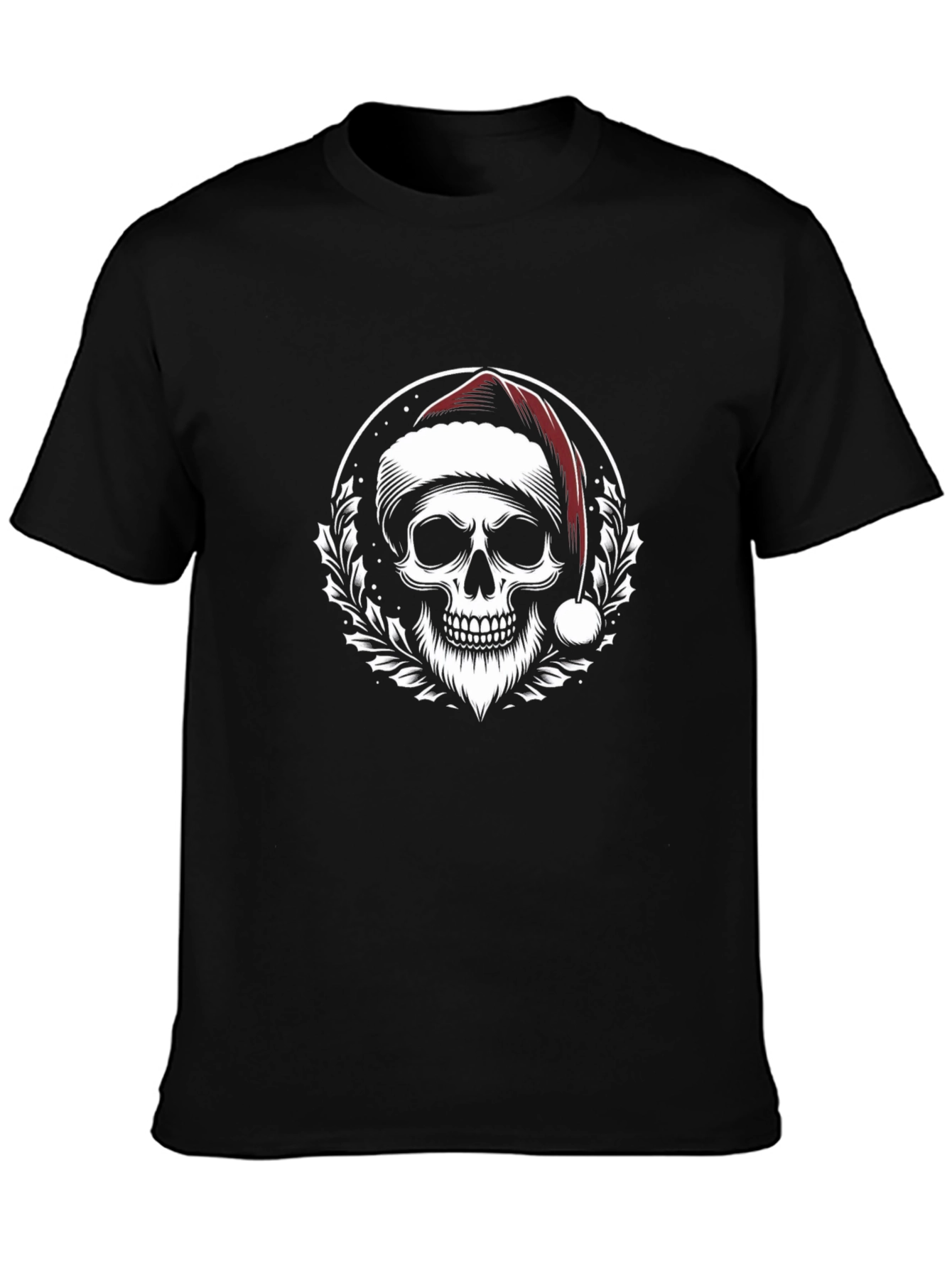 Santa Skull Graphic Tee - Holiday Humor