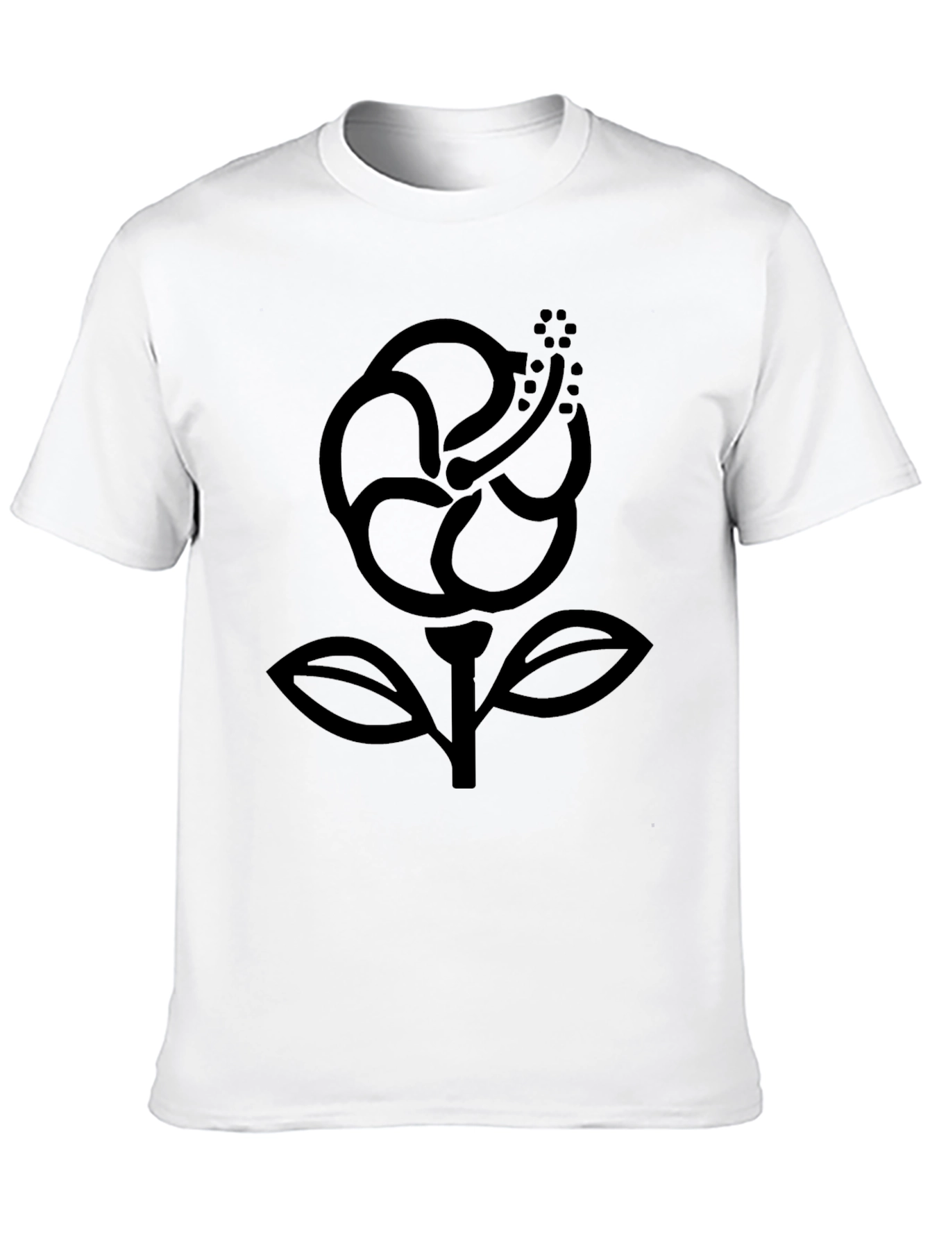 Hibiscus Graphic Tee - Black Cotton Comfort