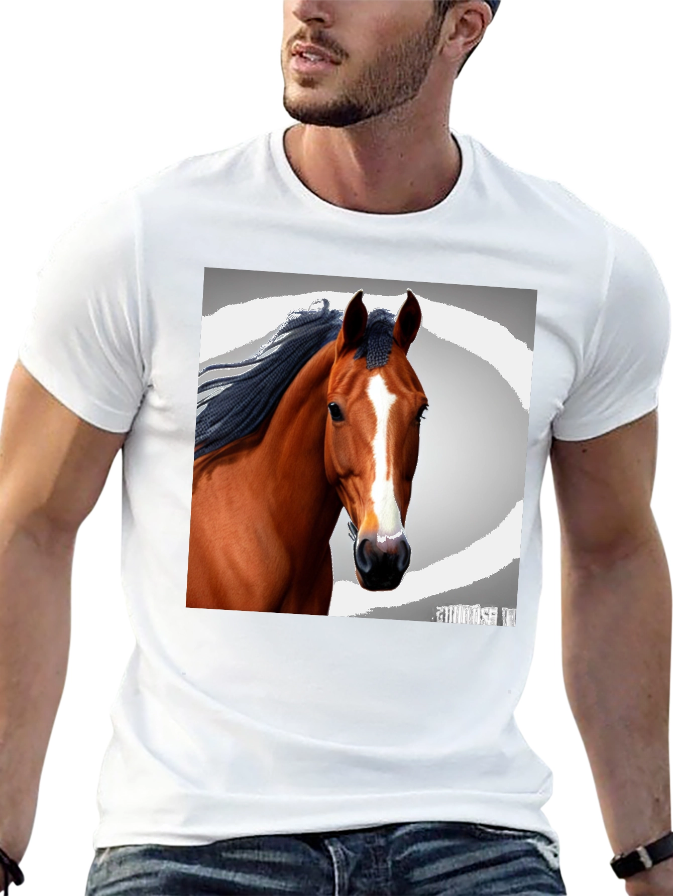 Horse Portrait Black T-Shirt - Equestrian Style