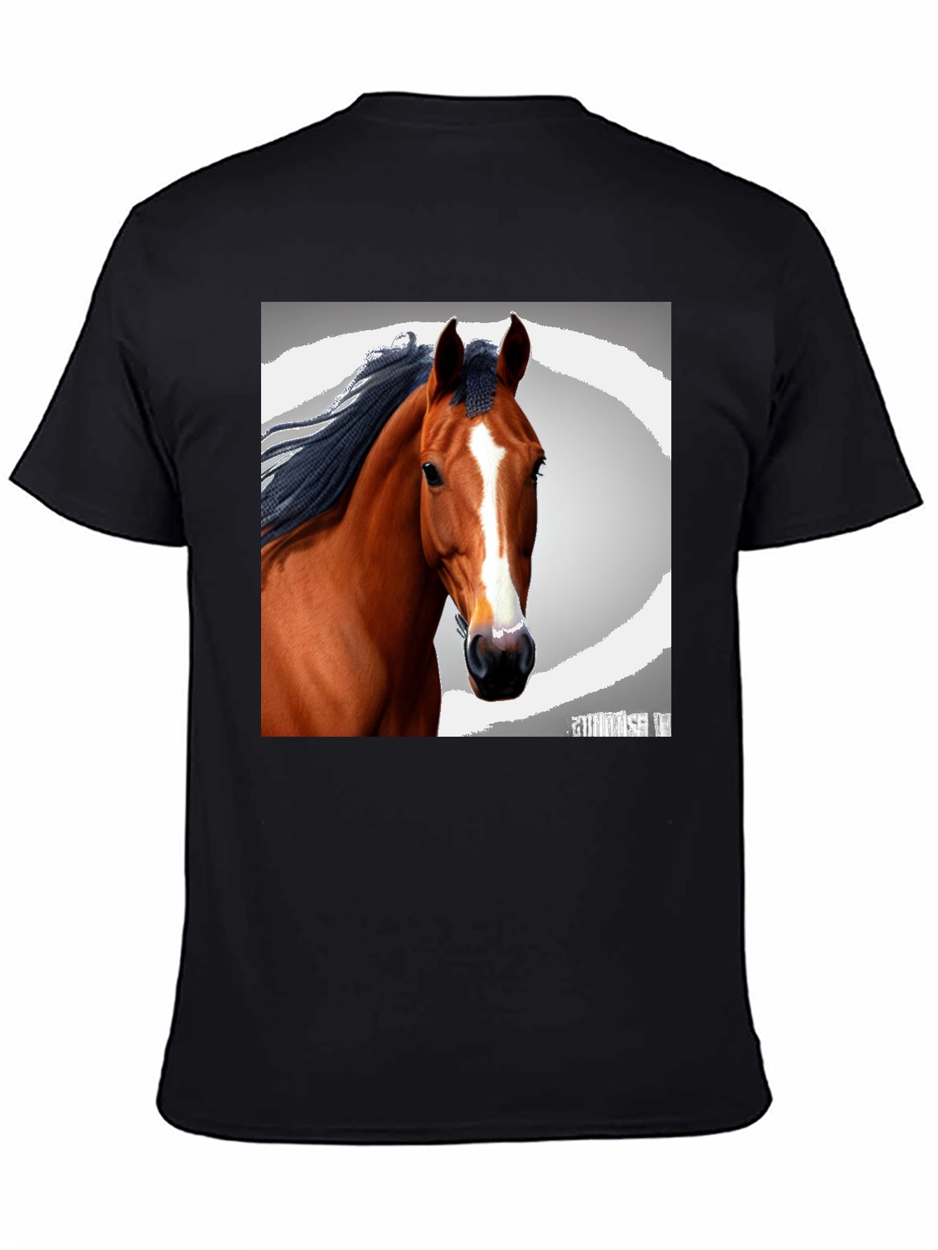 Horse Portrait Black T-Shirt - Equestrian Style