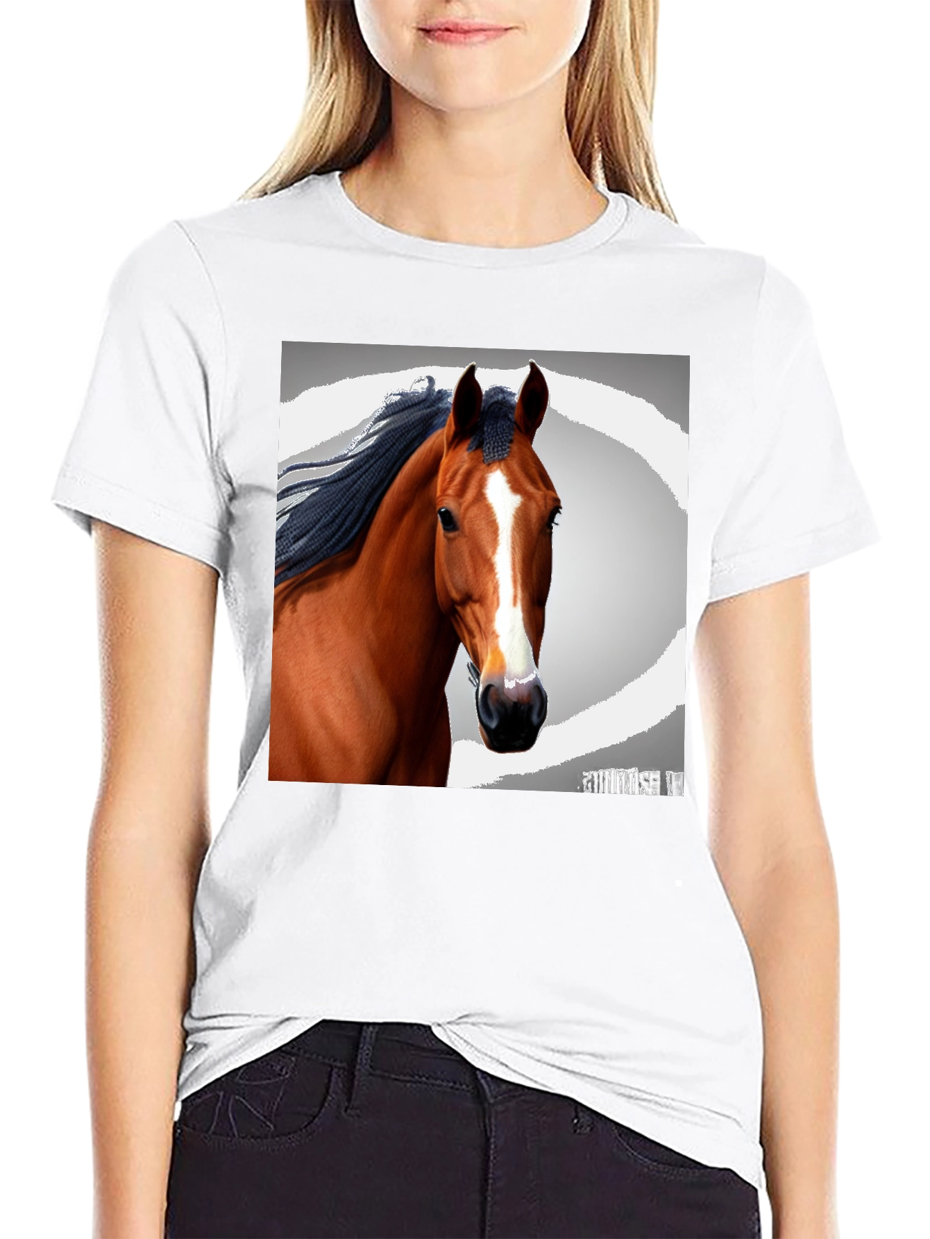 Horse Portrait Black T-Shirt - Equestrian Style