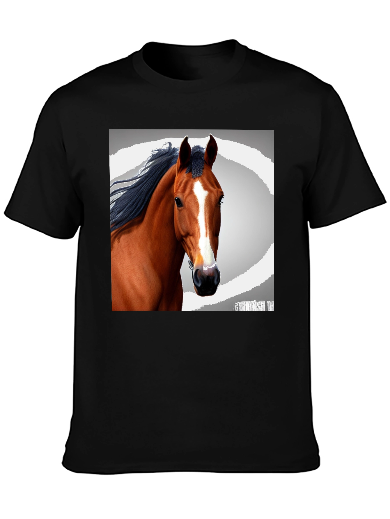 Horse Portrait Black T-Shirt - Equestrian Style