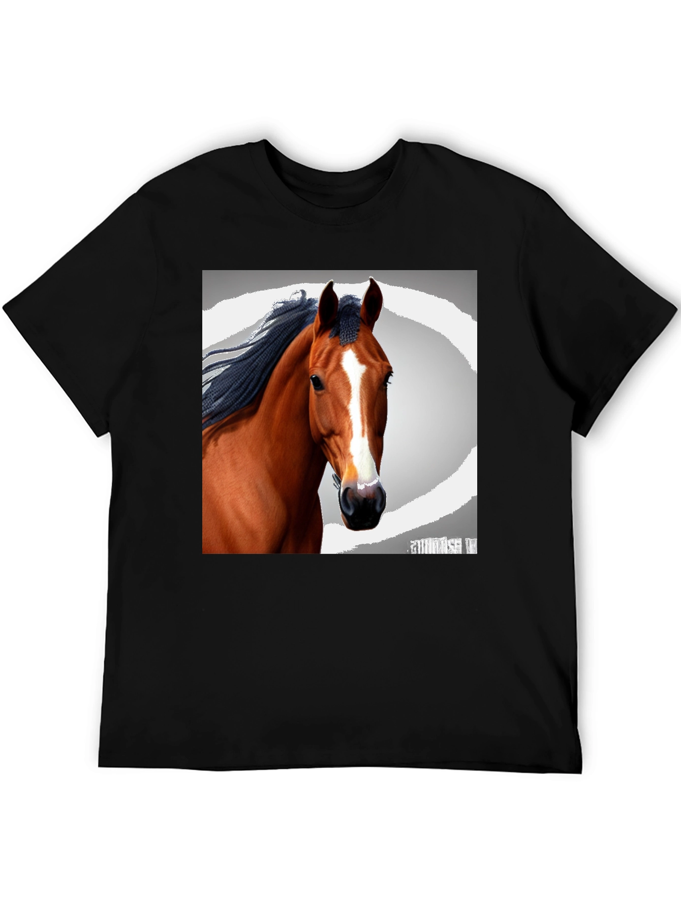 Horse Portrait Black T-Shirt - Equestrian Style