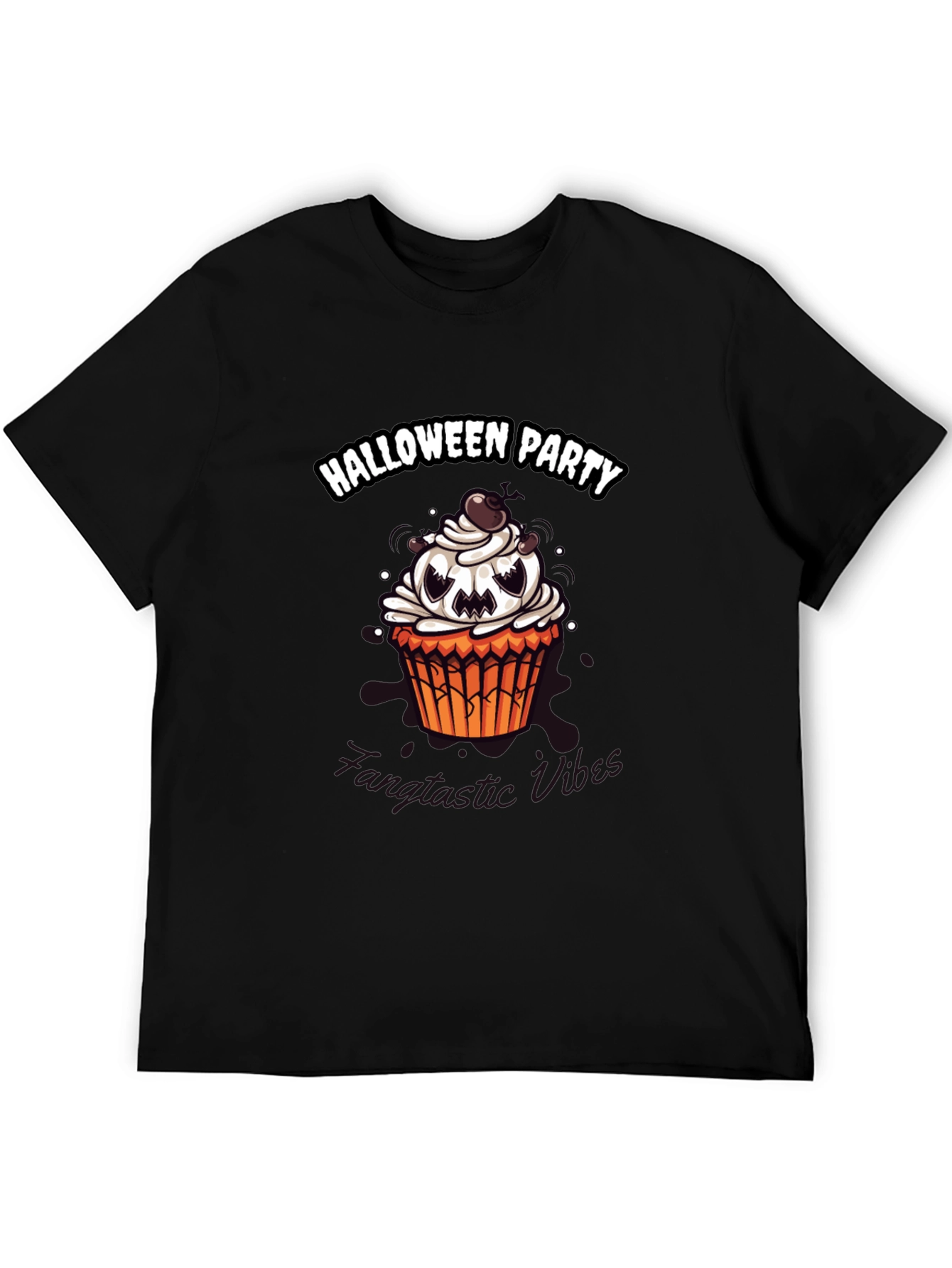 Halloween Party Cupcake Graphic Tee - Spooky Vibes