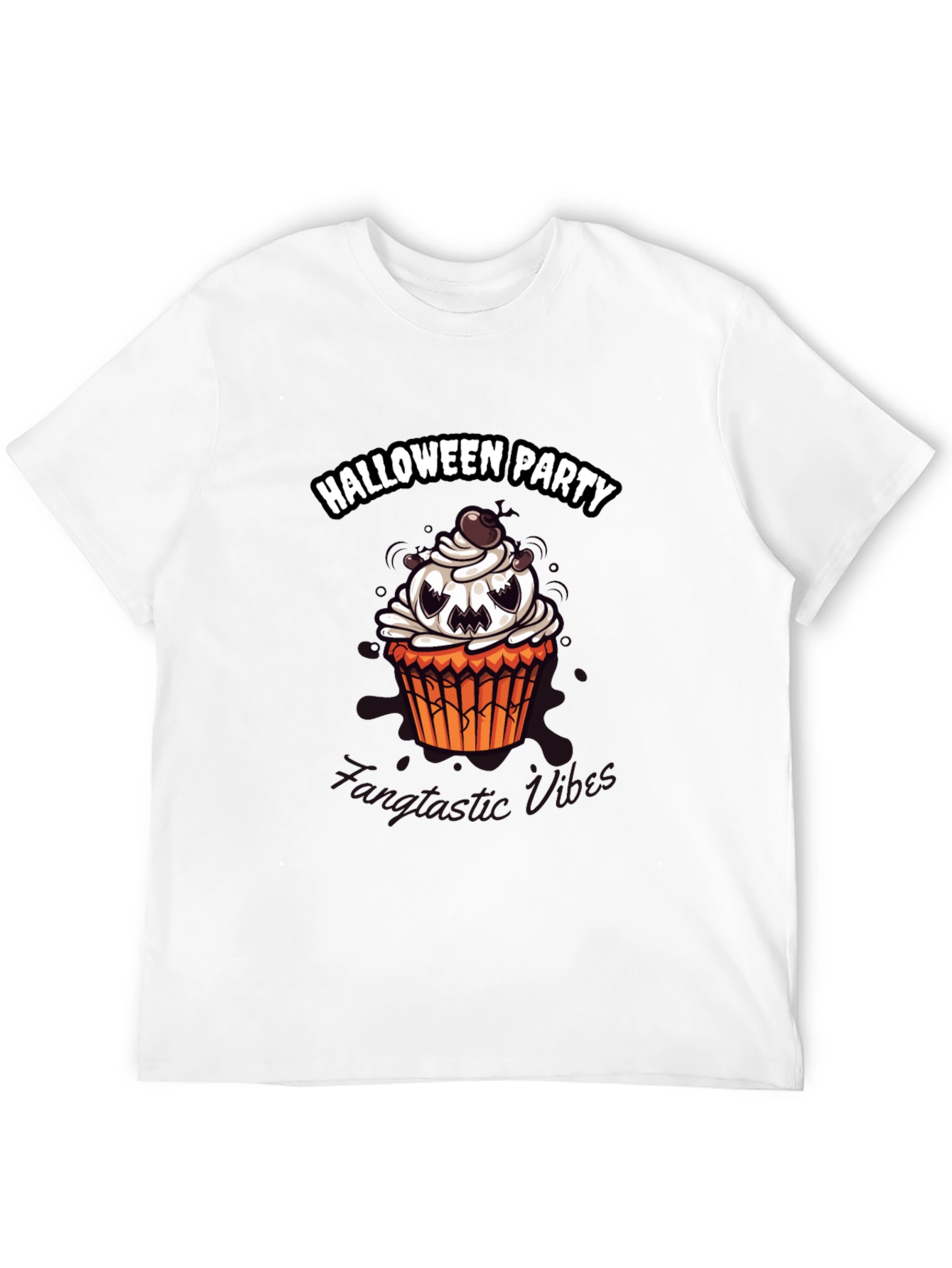 Halloween Party Cupcake Graphic Tee - Spooky Vibes
