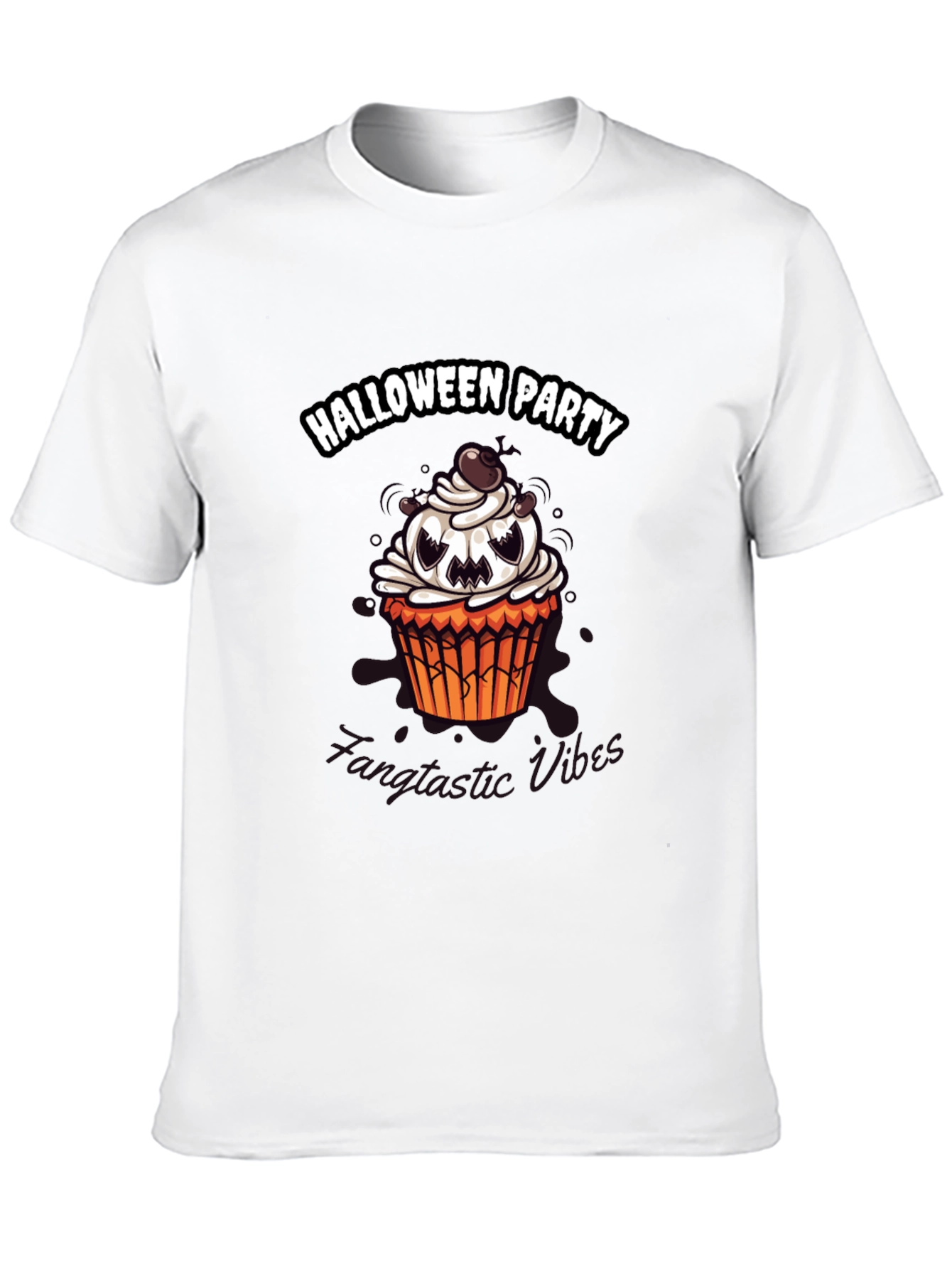 Halloween Party Cupcake Graphic Tee - Spooky Vibes